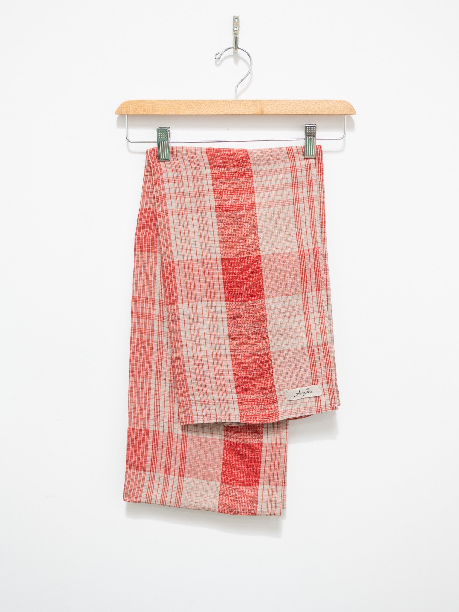 Namu Shop - Ichi Antiquites Linen Big Check Stole - Red