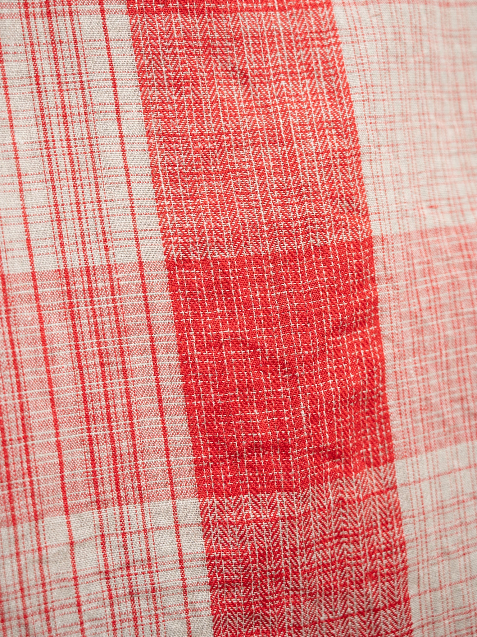 Namu Shop - Ichi Antiquites Linen Big Check Stole - Red