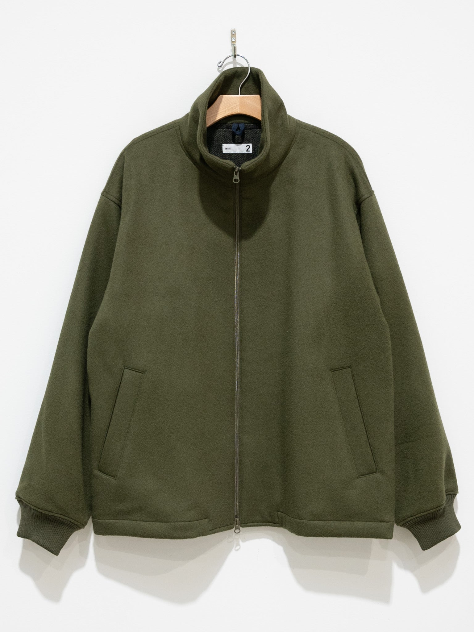Namu Shop - ts(s) Beaver Finished Wool High Neck Jacket - Olive