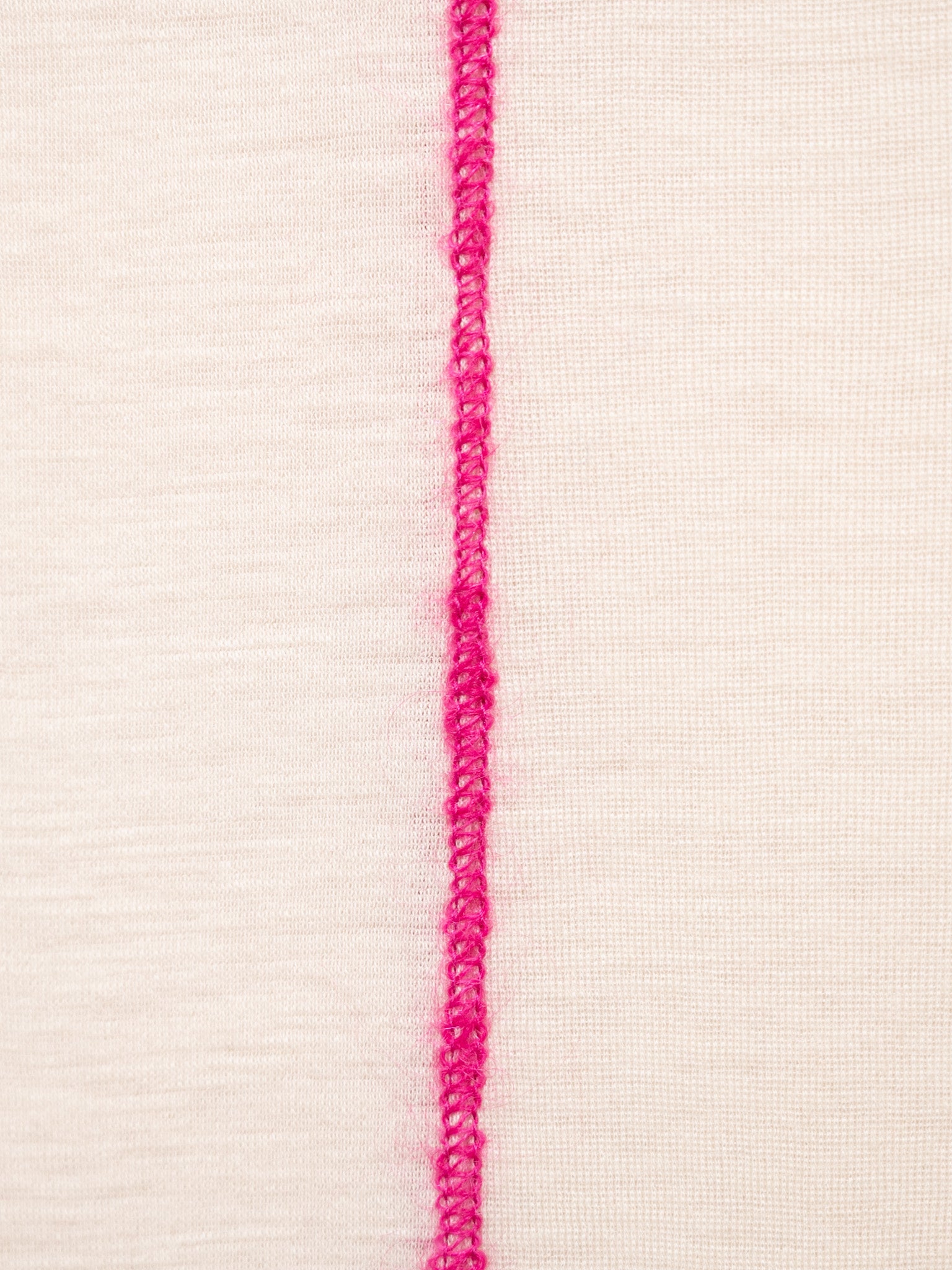 Namu Shop - Unfil Superfine Merino Ribbed Jersey Tee With Mohair Stitch - Beige x Pink