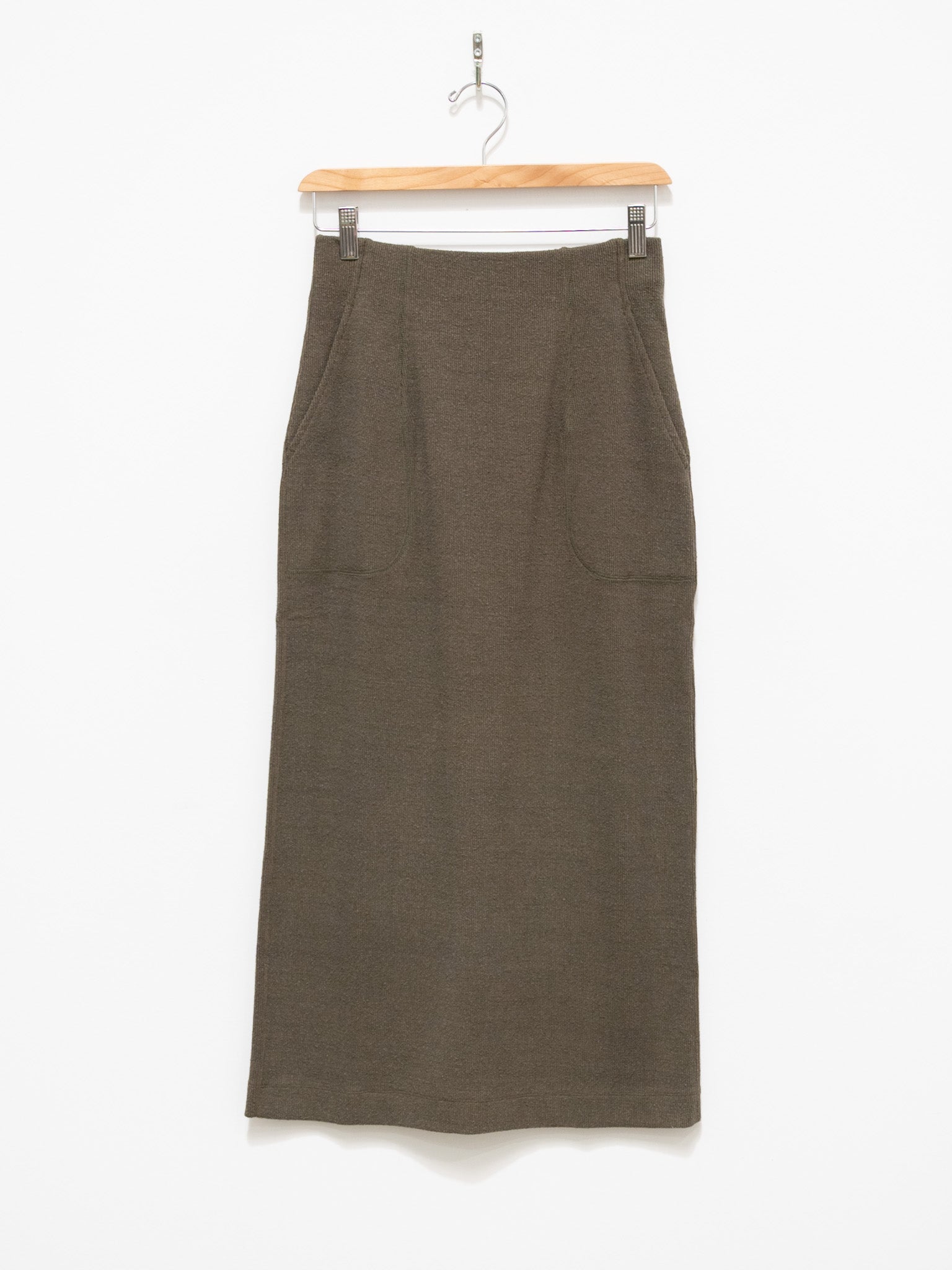 Namu Shop - Unfil Raw Silk Ribbed Jersey Pencil Skirt - Dark Taupe