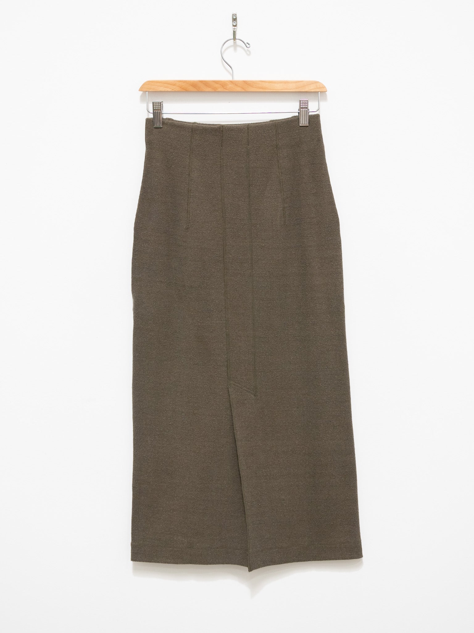 Namu Shop - Unfil Raw Silk Ribbed Jersey Pencil Skirt - Dark Taupe