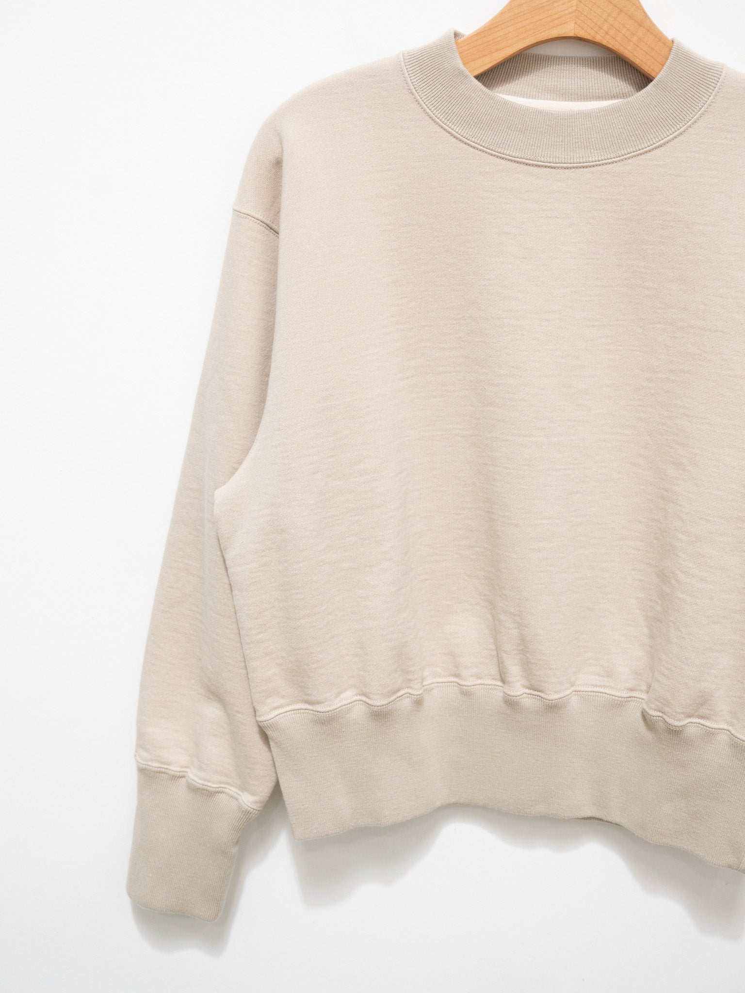 Namu Shop - Unfil Vintage Cotton Fleece Cropped Sweatshirt - Light Beige