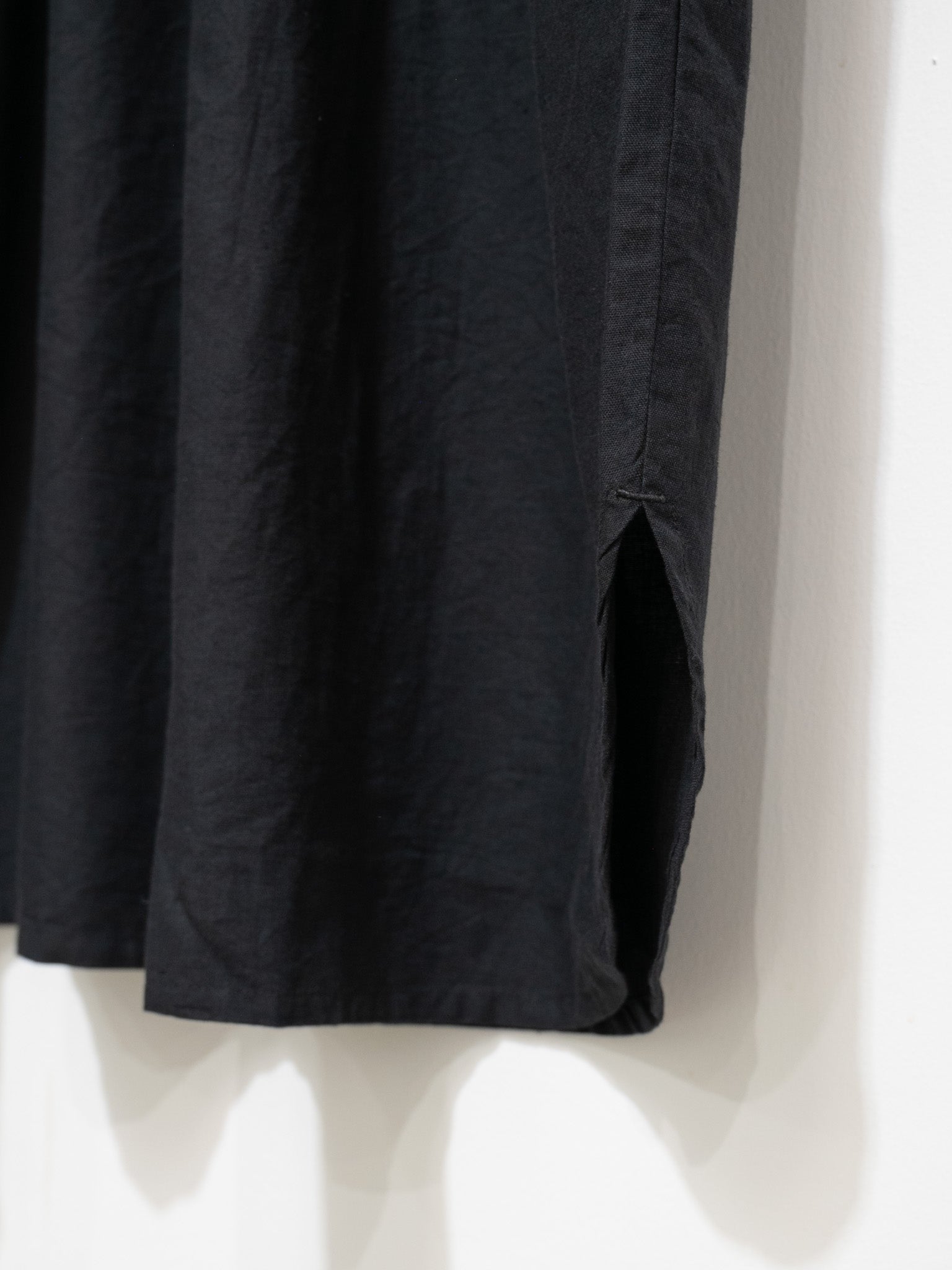 Namu Shop - ICHI Open Collar Gather Dress - Black
