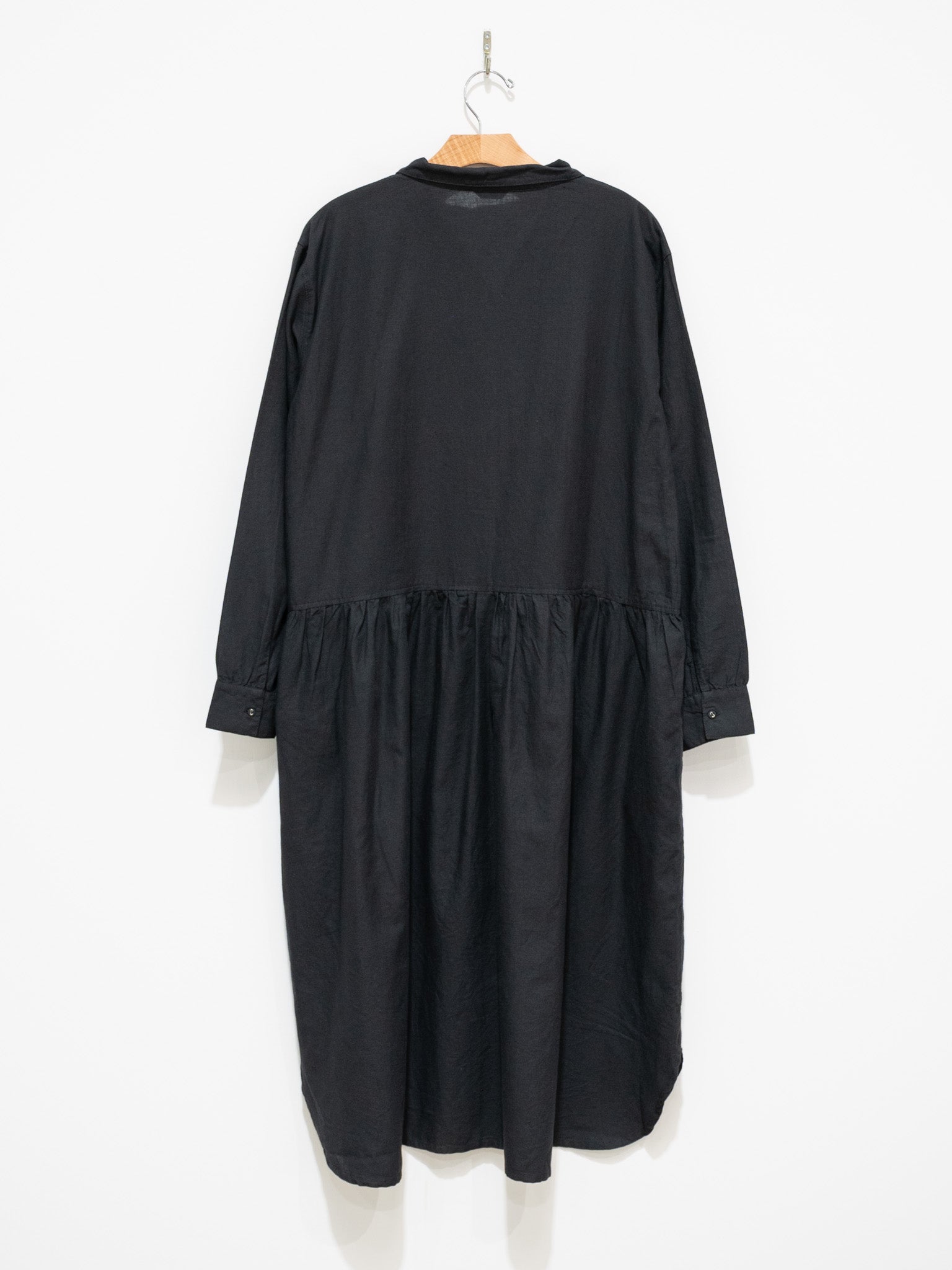 Namu Shop - ICHI Open Collar Gather Dress - Black