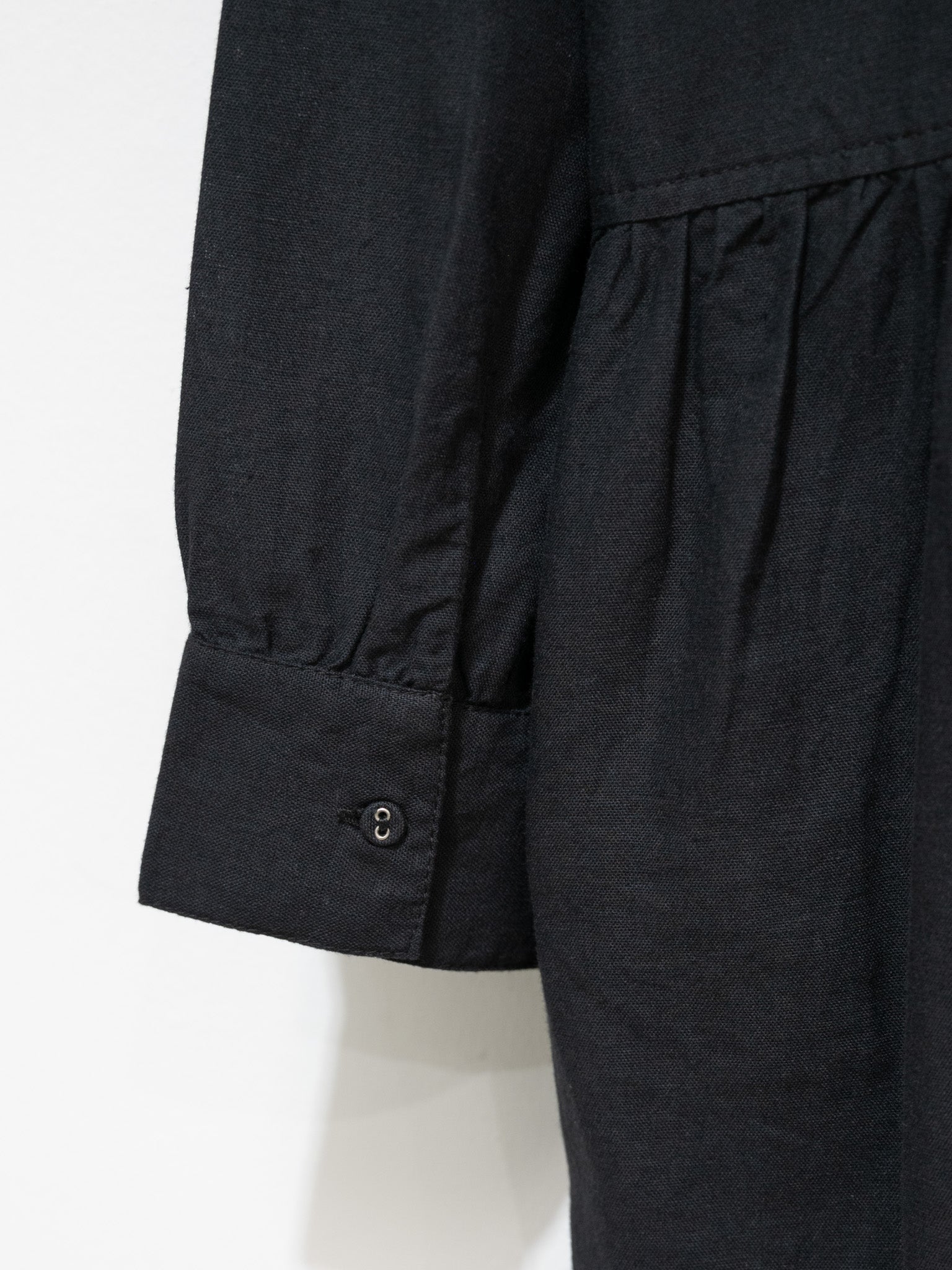 Namu Shop - ICHI Open Collar Gather Dress - Black