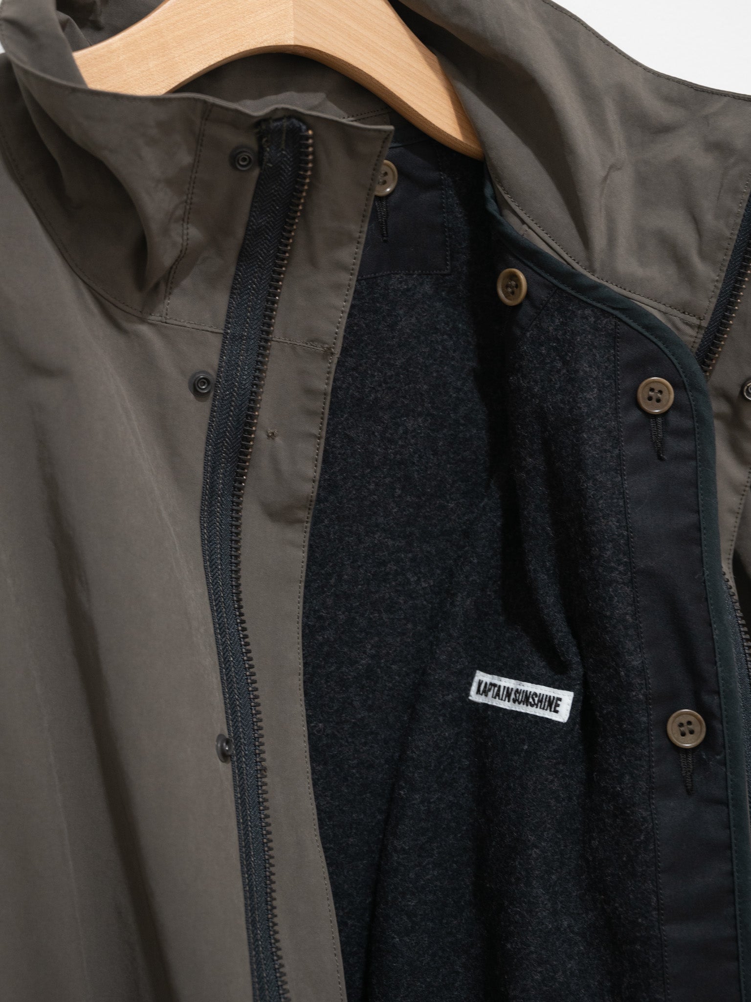 Namu Shop - Kaptain Sunshine Mill Coat - Black Olive