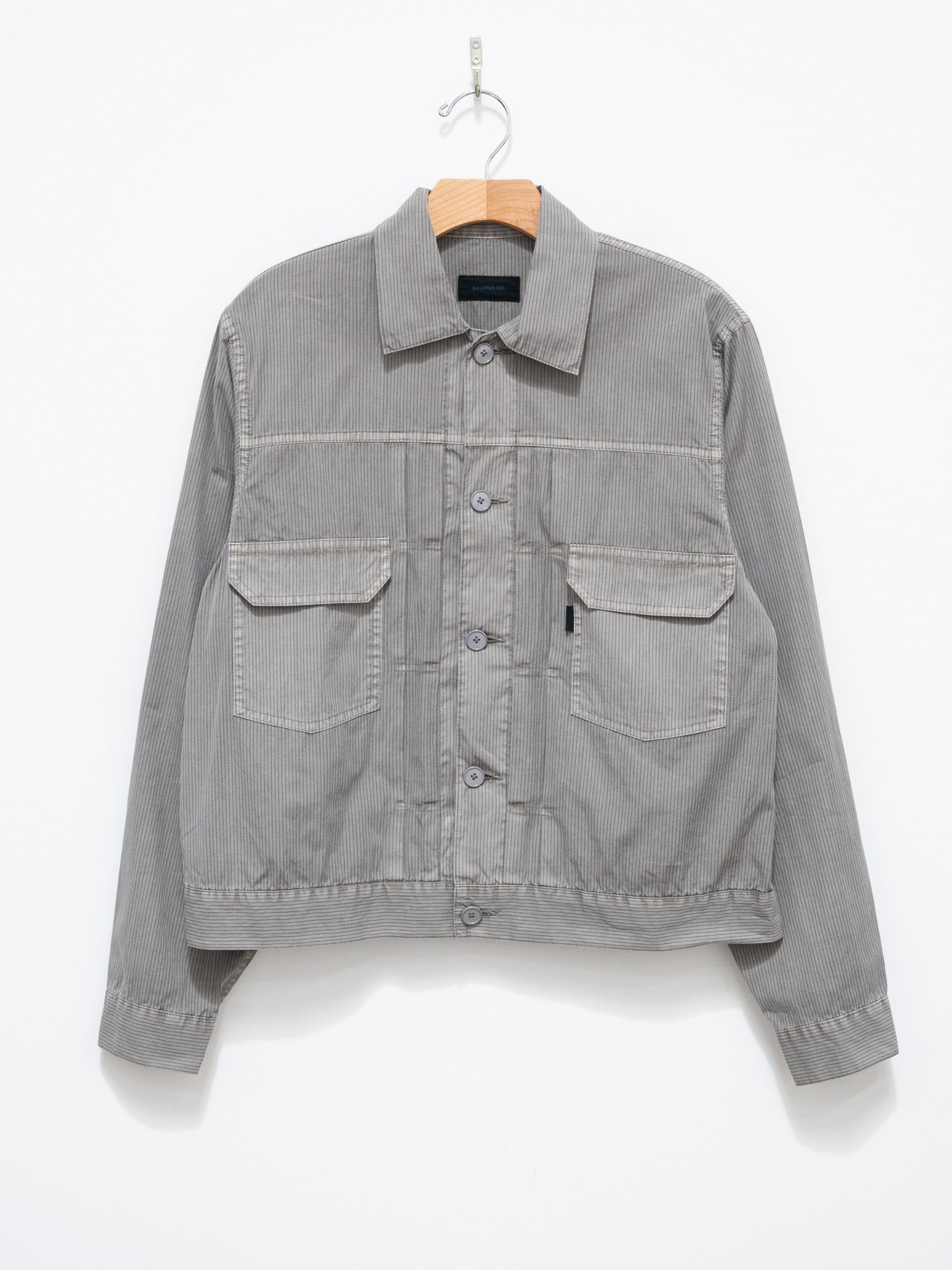 Namu Shop - S H Trucker Shirt - Gray Stripe