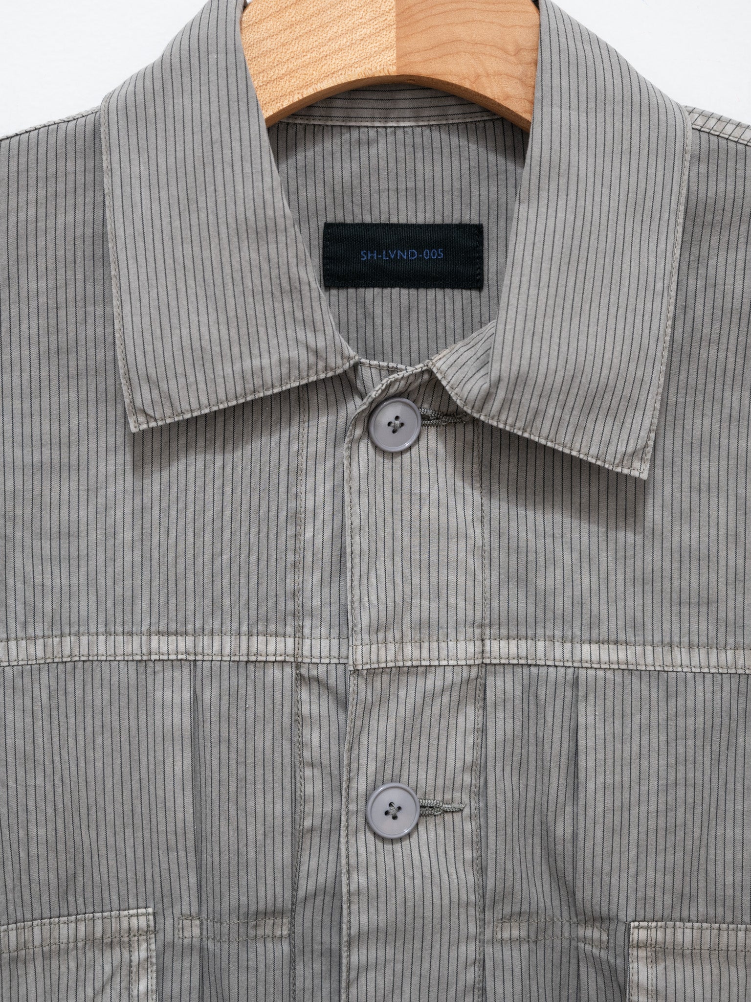 Namu Shop - S H Trucker Shirt - Gray Stripe