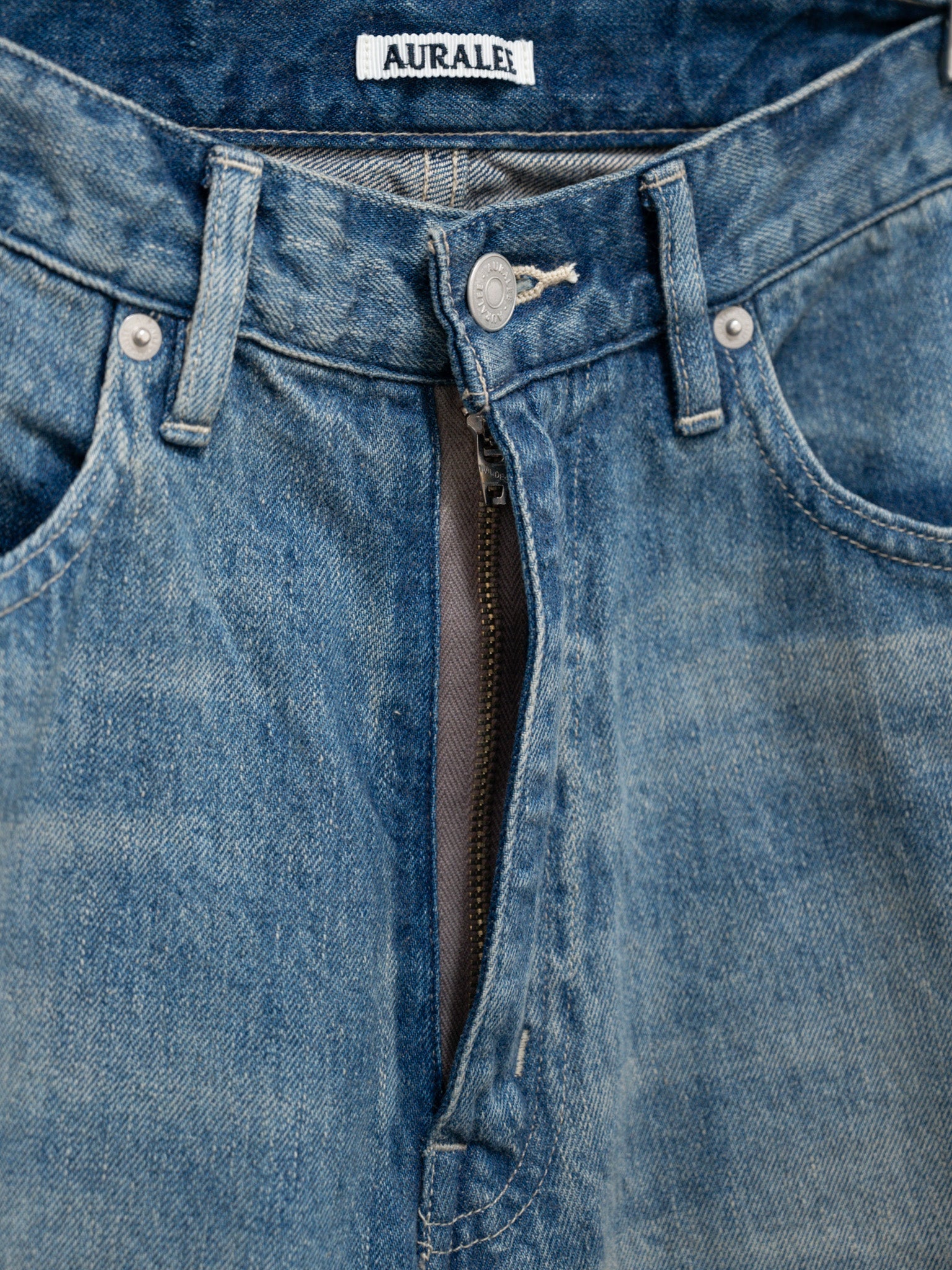Namu Shop - Auralee Selvedge Faded Light Denim Pants - Light Indigo