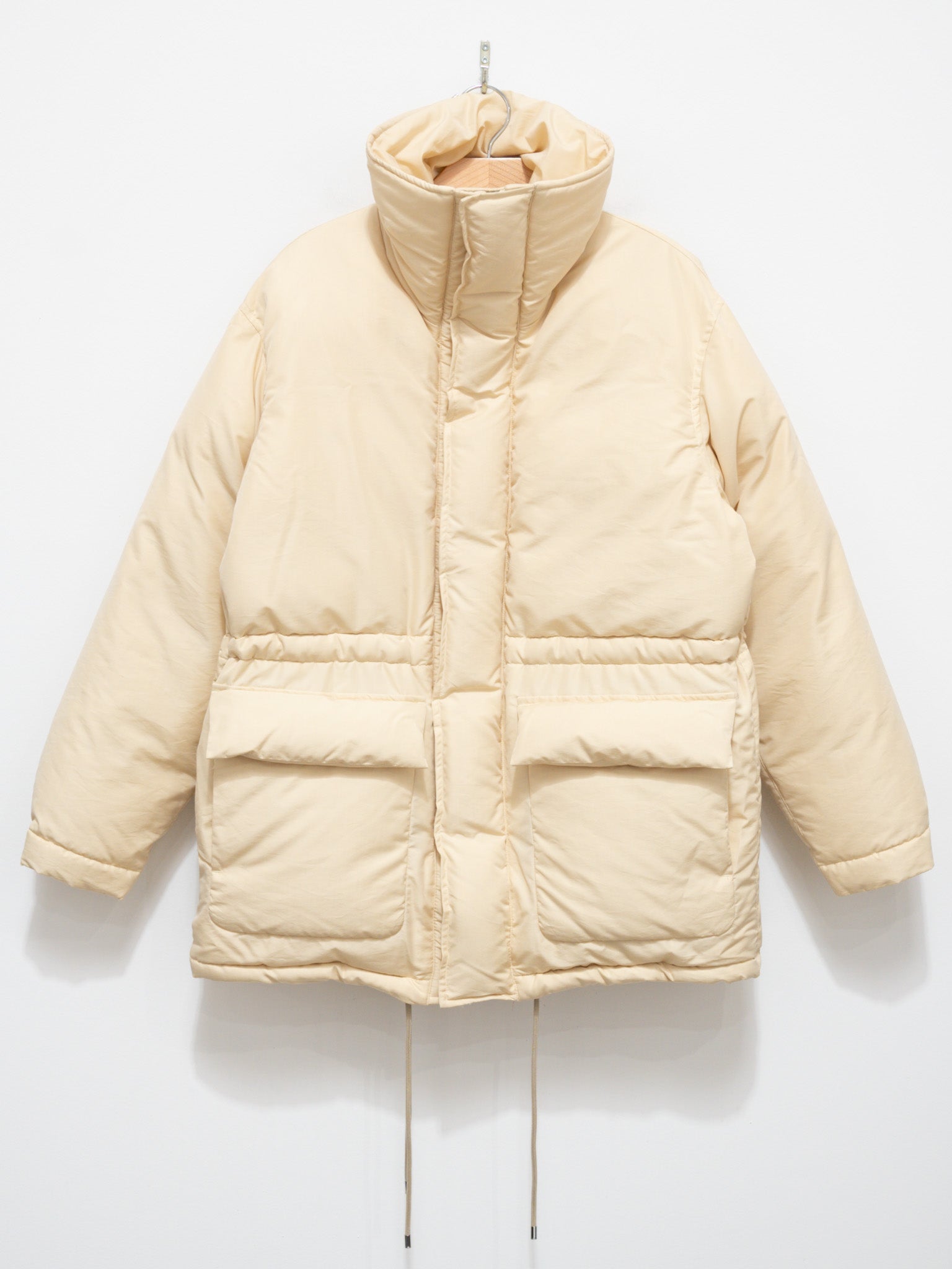 Namu Shop - Auralee Fine Polyester Chambray Down Coat - Light Ivory Chambray