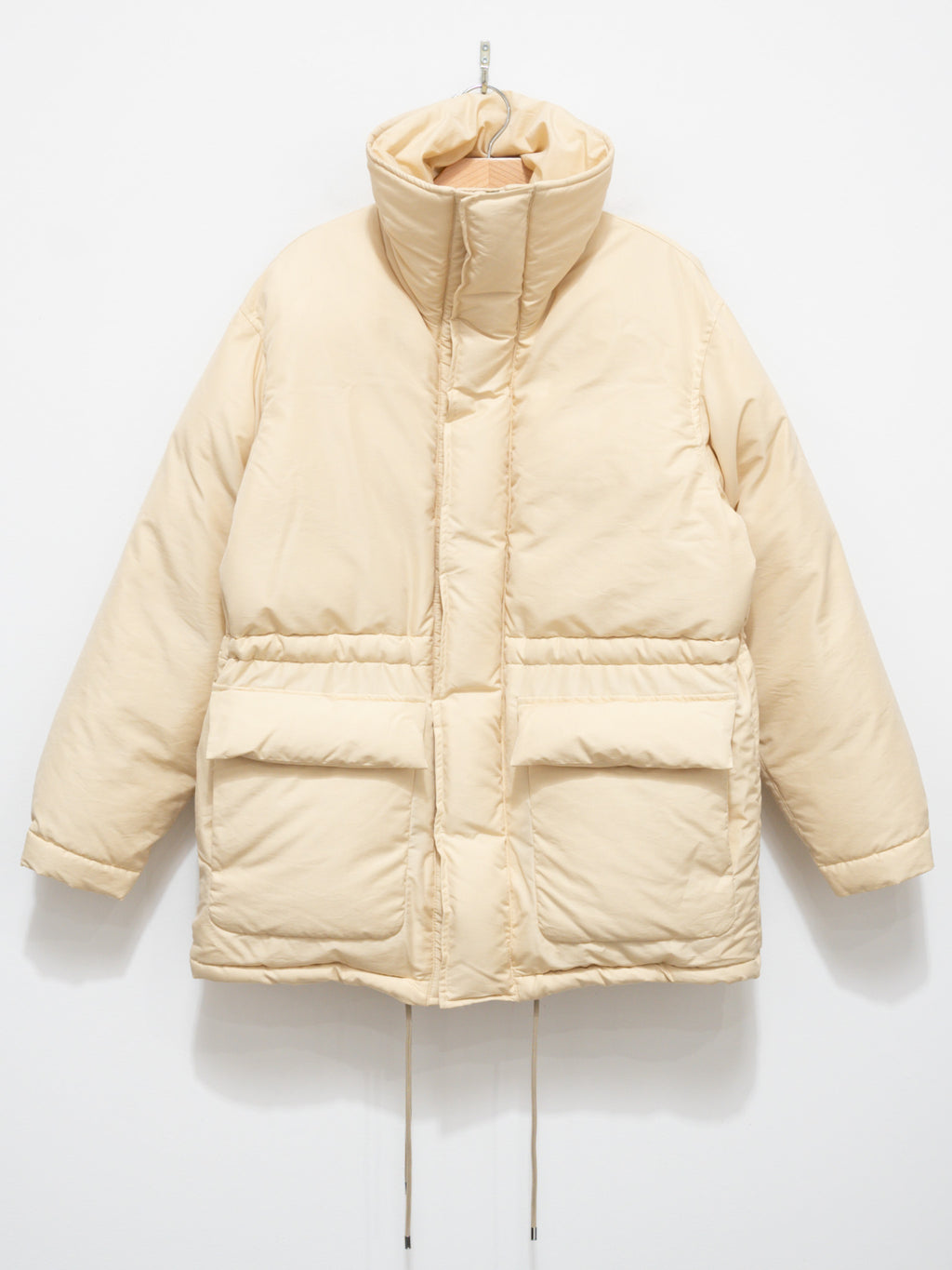 Namu Shop - Auralee Fine Polyester Chambray Down Coat - Light Ivory Chambray