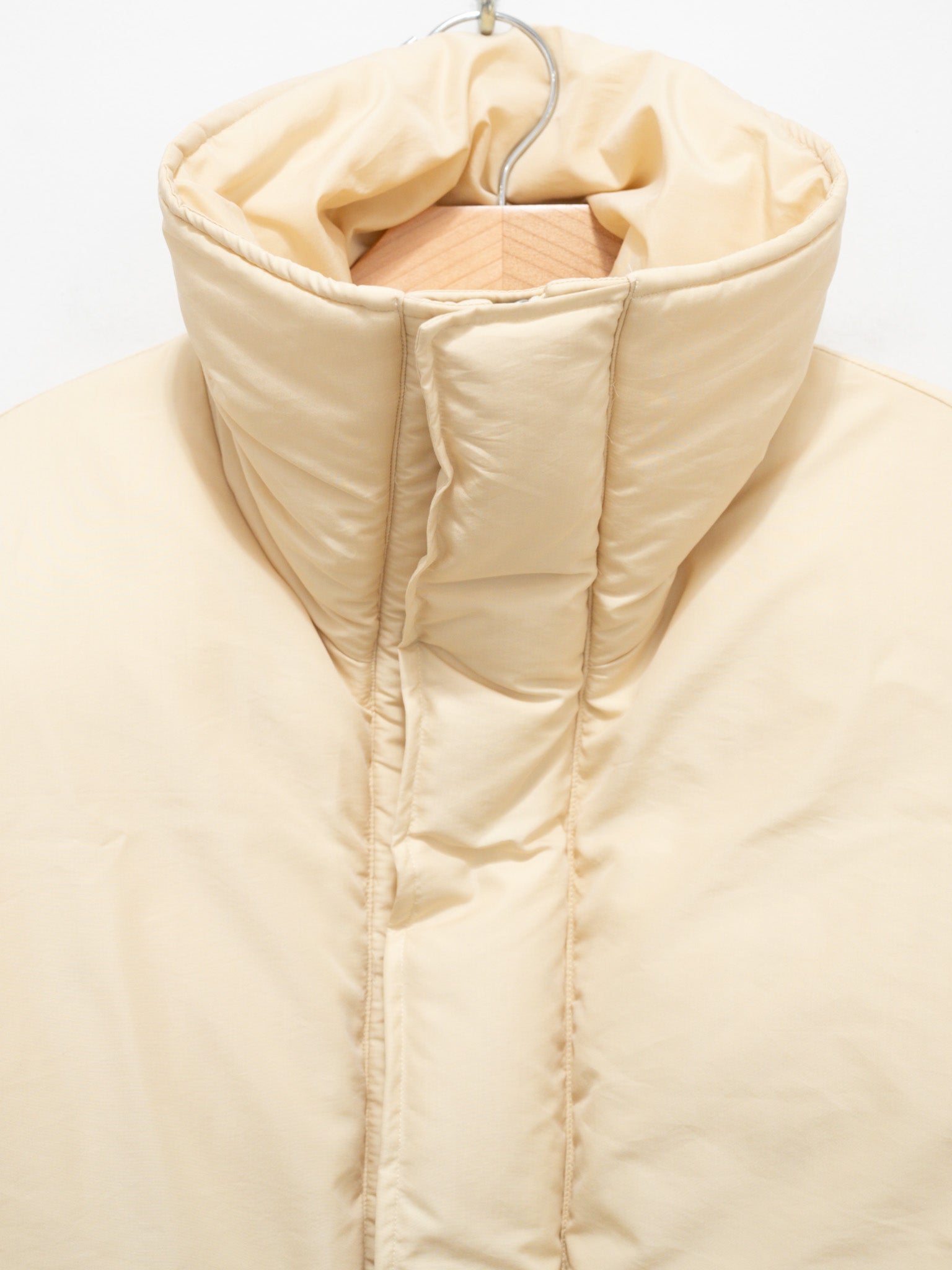 Namu Shop - Auralee Fine Polyester Chambray Down Coat - Light Ivory Chambray