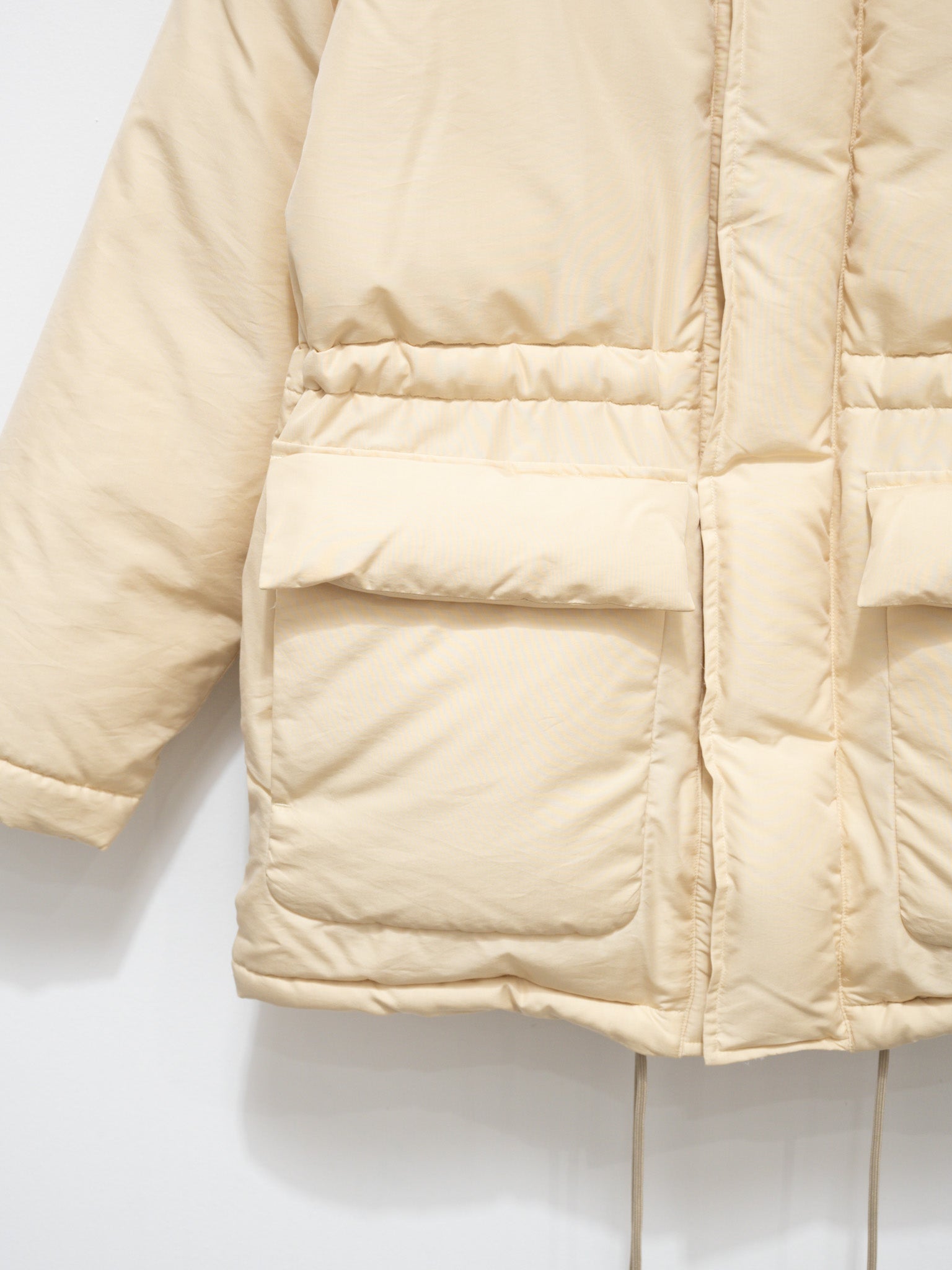 Namu Shop - Auralee Fine Polyester Chambray Down Coat - Light Ivory Chambray