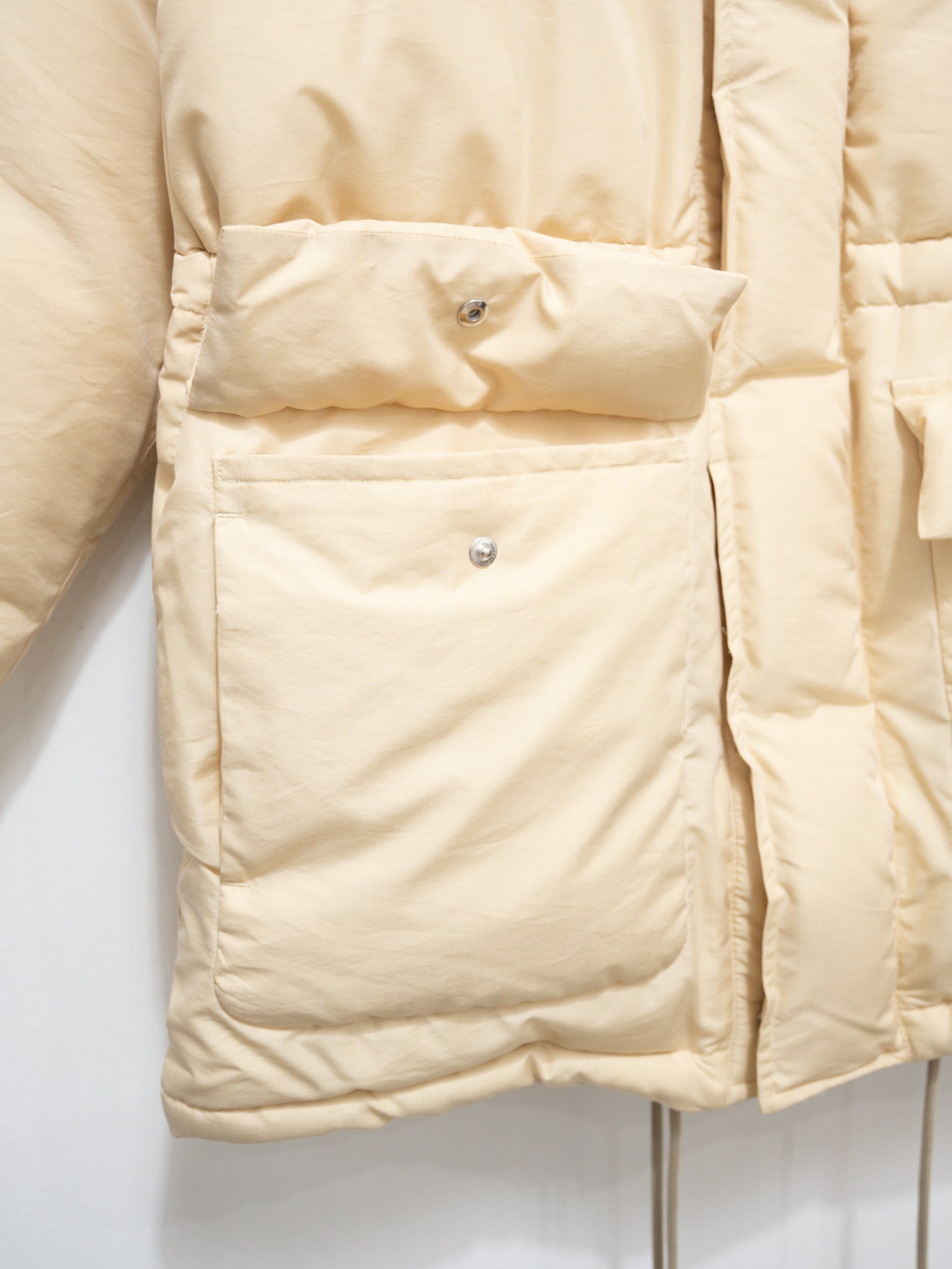 Namu Shop - Auralee Fine Polyester Chambray Down Coat - Light Ivory Chambray