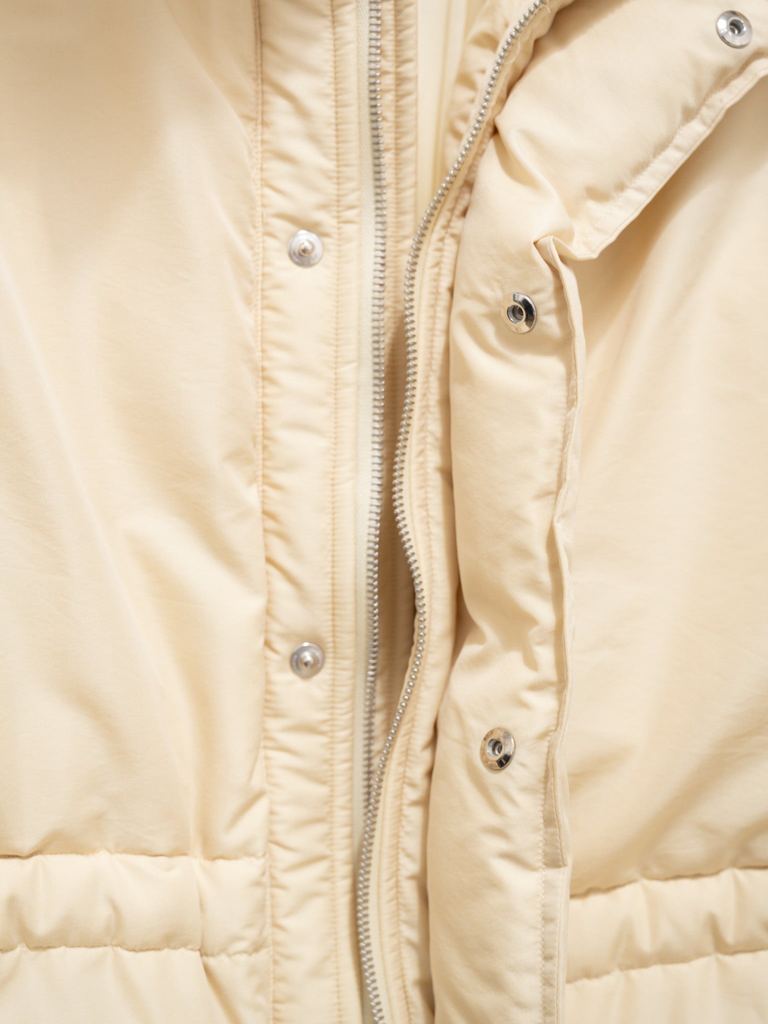 Namu Shop - Auralee Fine Polyester Chambray Down Coat - Light Ivory Chambray