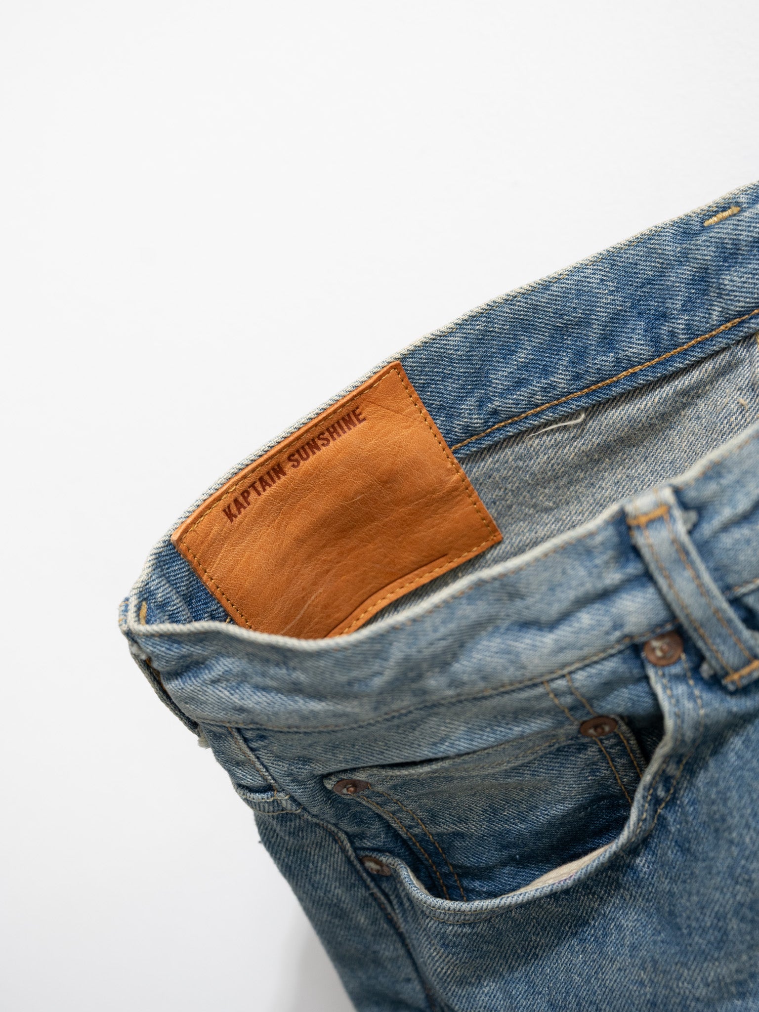 Namu Shop - Kaptain Sunshine Skate Shoecut Denim Pants - Indigo Vintage Wash