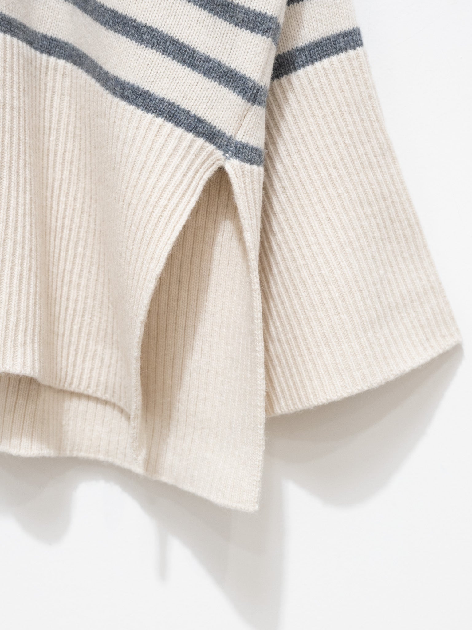 Namu Shop - ICHI Border Turtleneck Knit - White x Gray