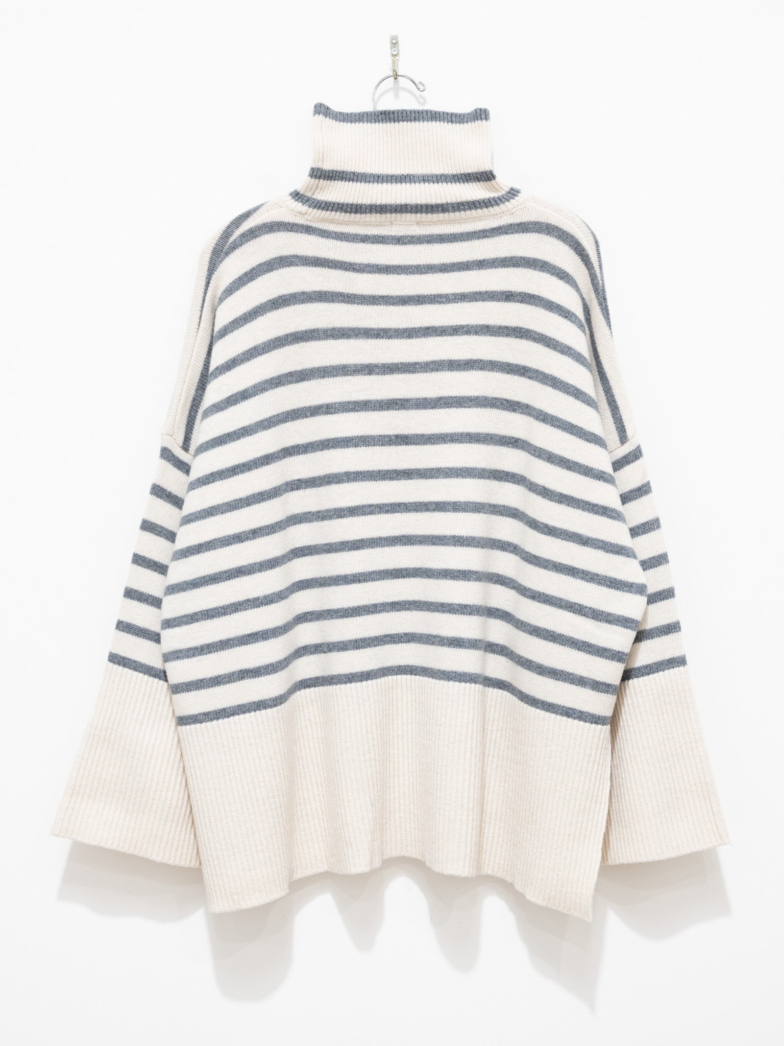 Namu Shop - ICHI Border Turtleneck Knit - White x Gray