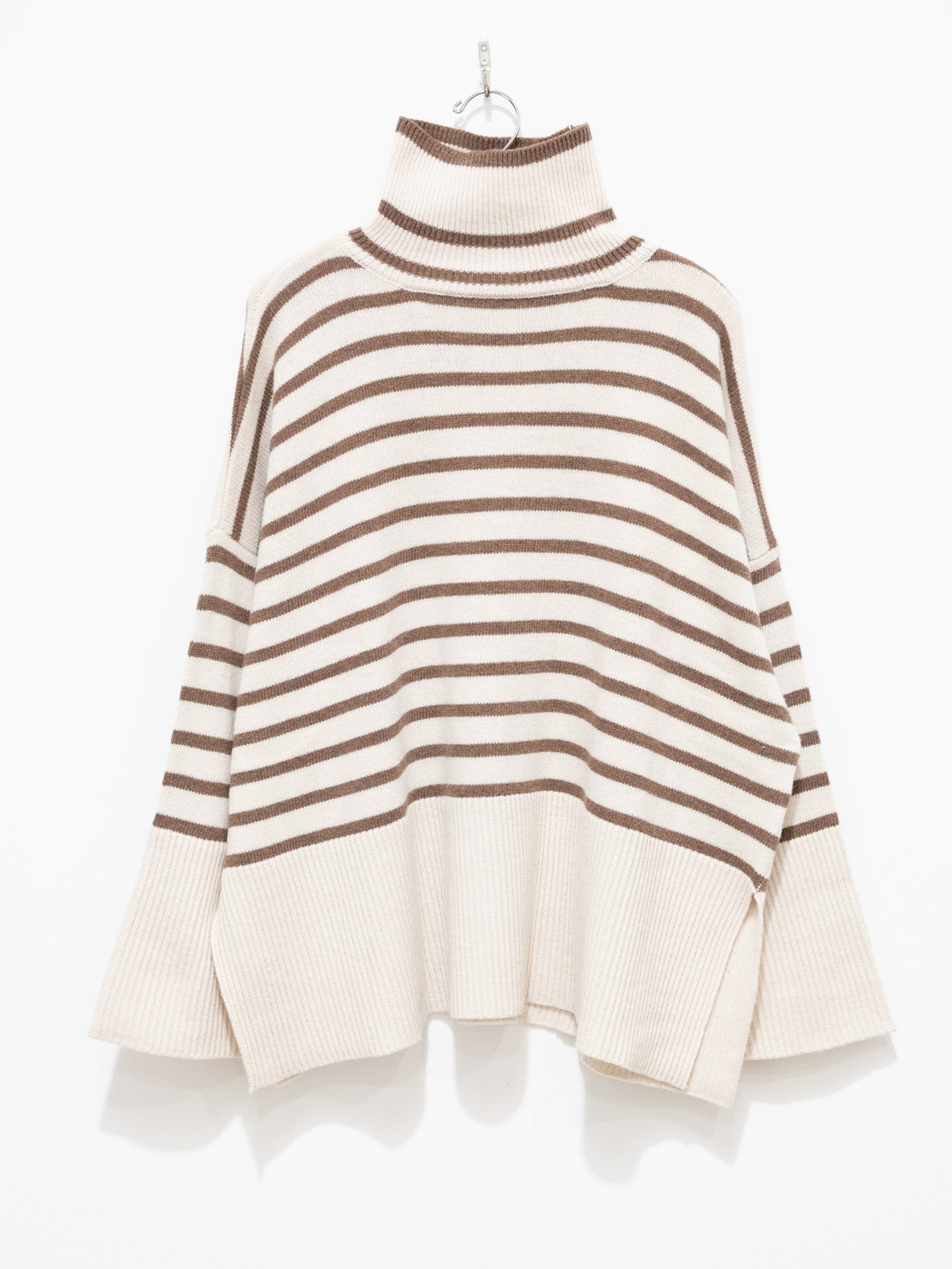 Namu Shop - ICHI Border Turtleneck Knit - White x Mocha