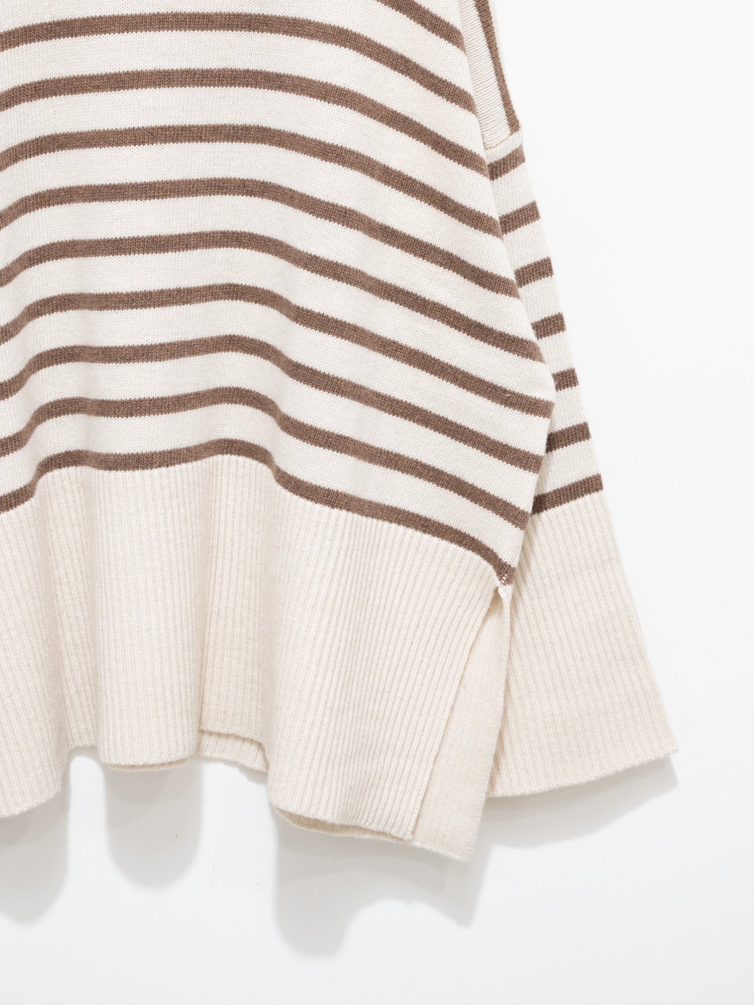 Namu Shop - ICHI Border Turtleneck Knit - White x Mocha