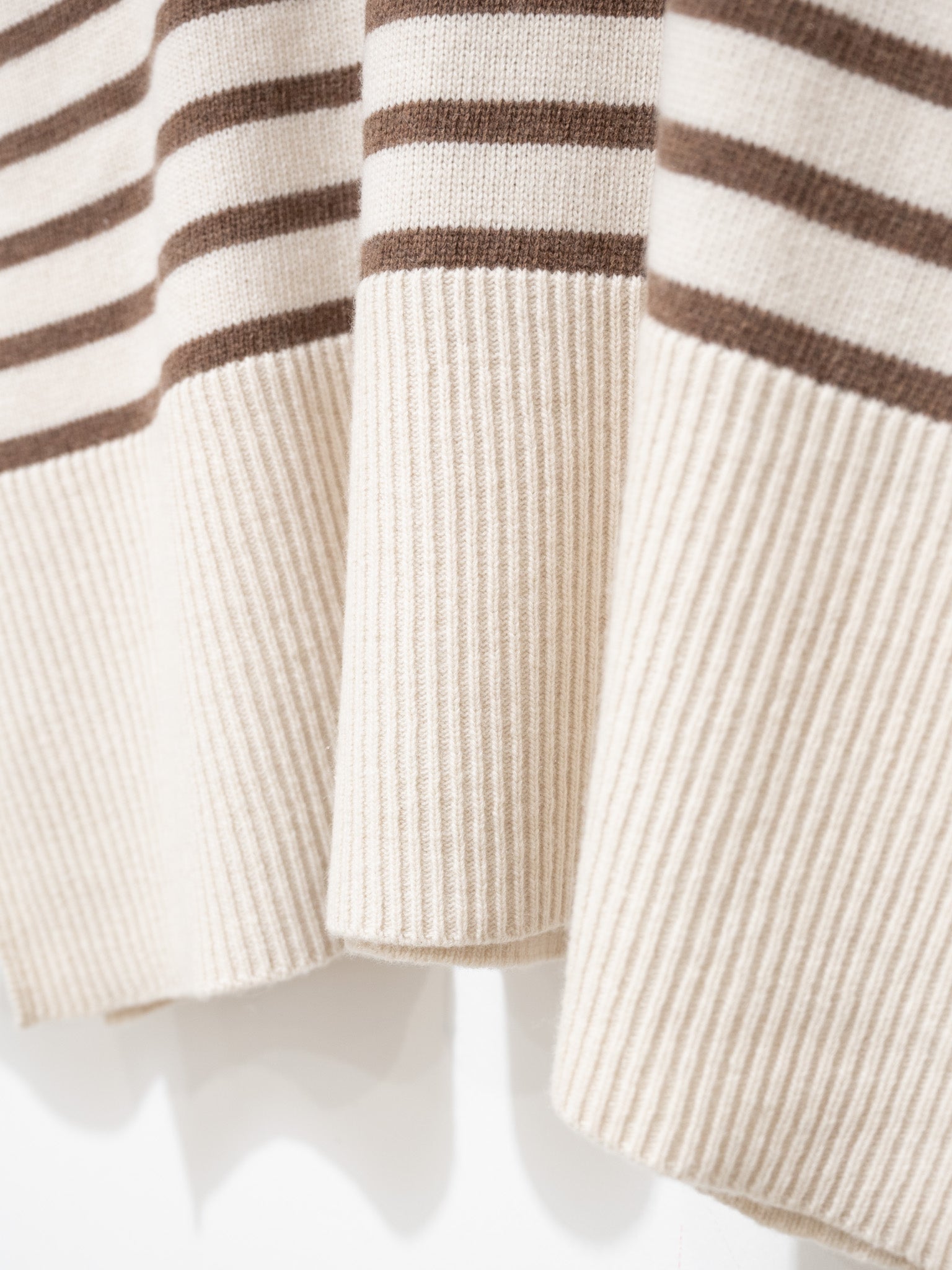 Namu Shop - ICHI Border Turtleneck Knit - White x Mocha