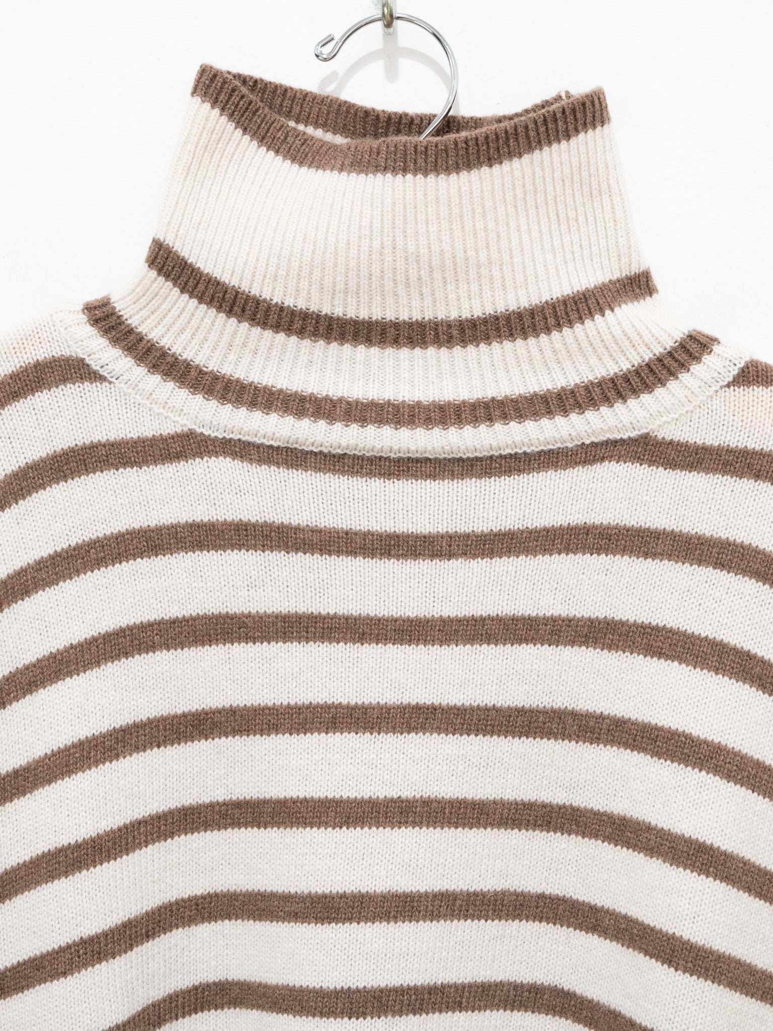 Namu Shop - ICHI Border Turtleneck Knit - White x Mocha