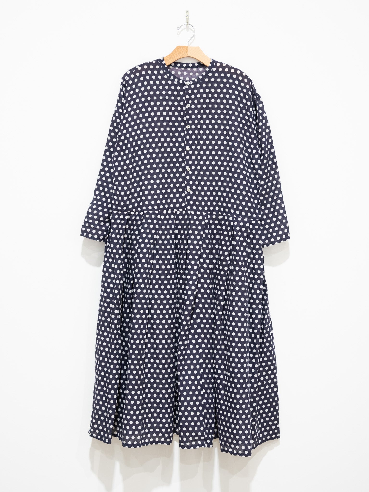 Namu Shop - Veritecoeur L/C Khadi Dot Dress - Dark Navy x Dot