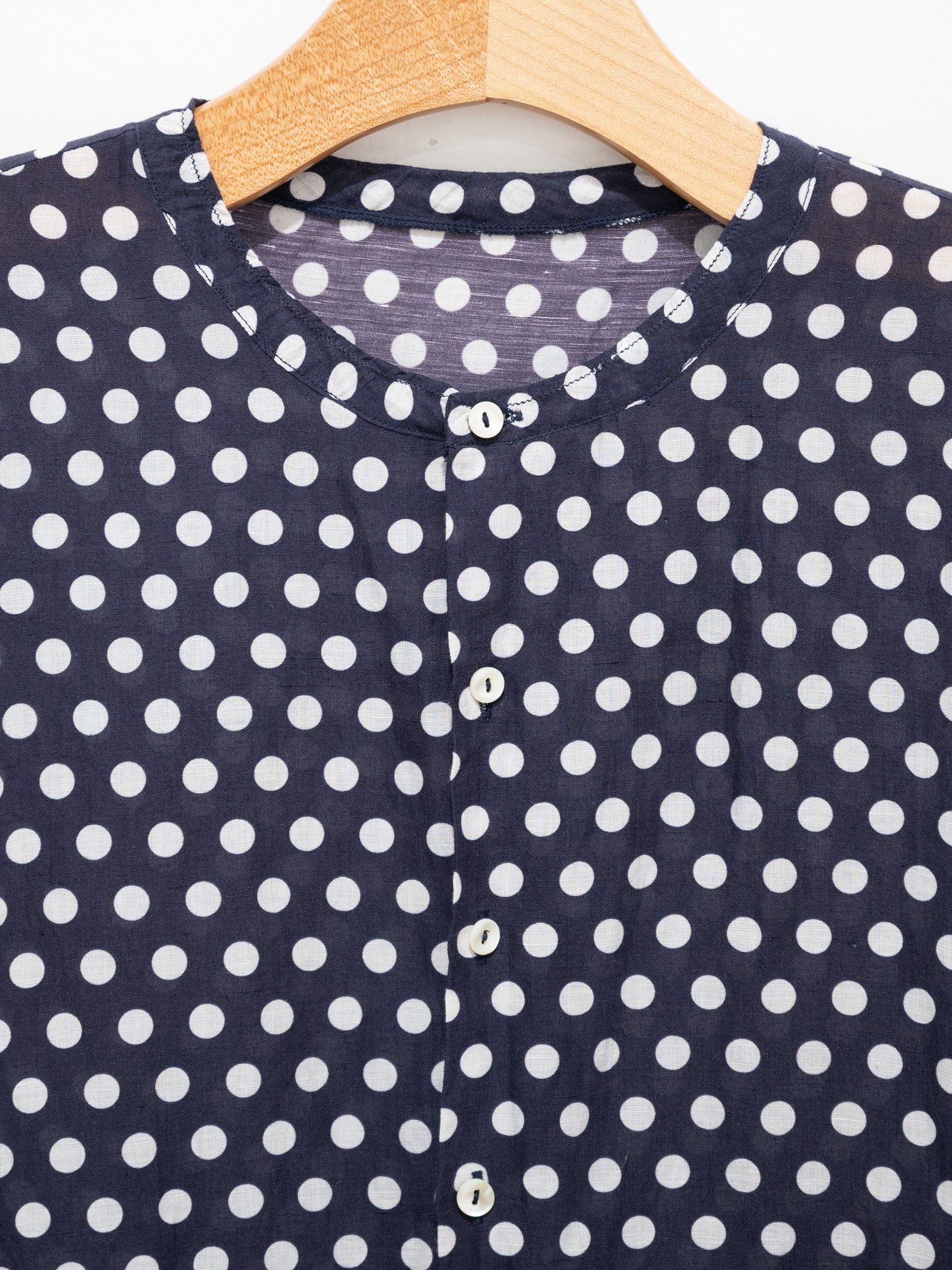 Namu Shop - Veritecoeur L/C Khadi Dot Dress - Dark Navy x Dot
