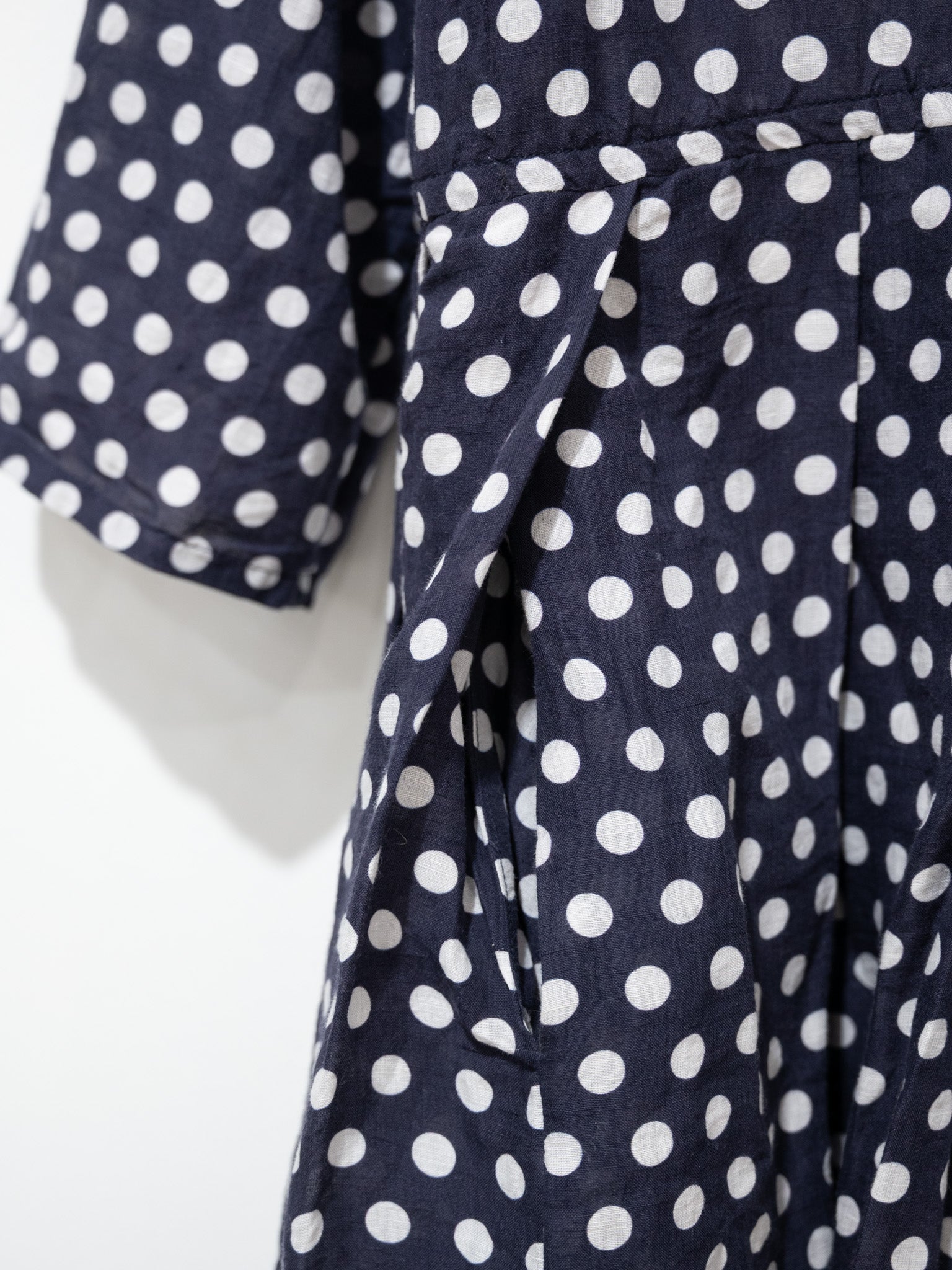 Namu Shop - Veritecoeur L/C Khadi Dot Dress - Dark Navy x Dot