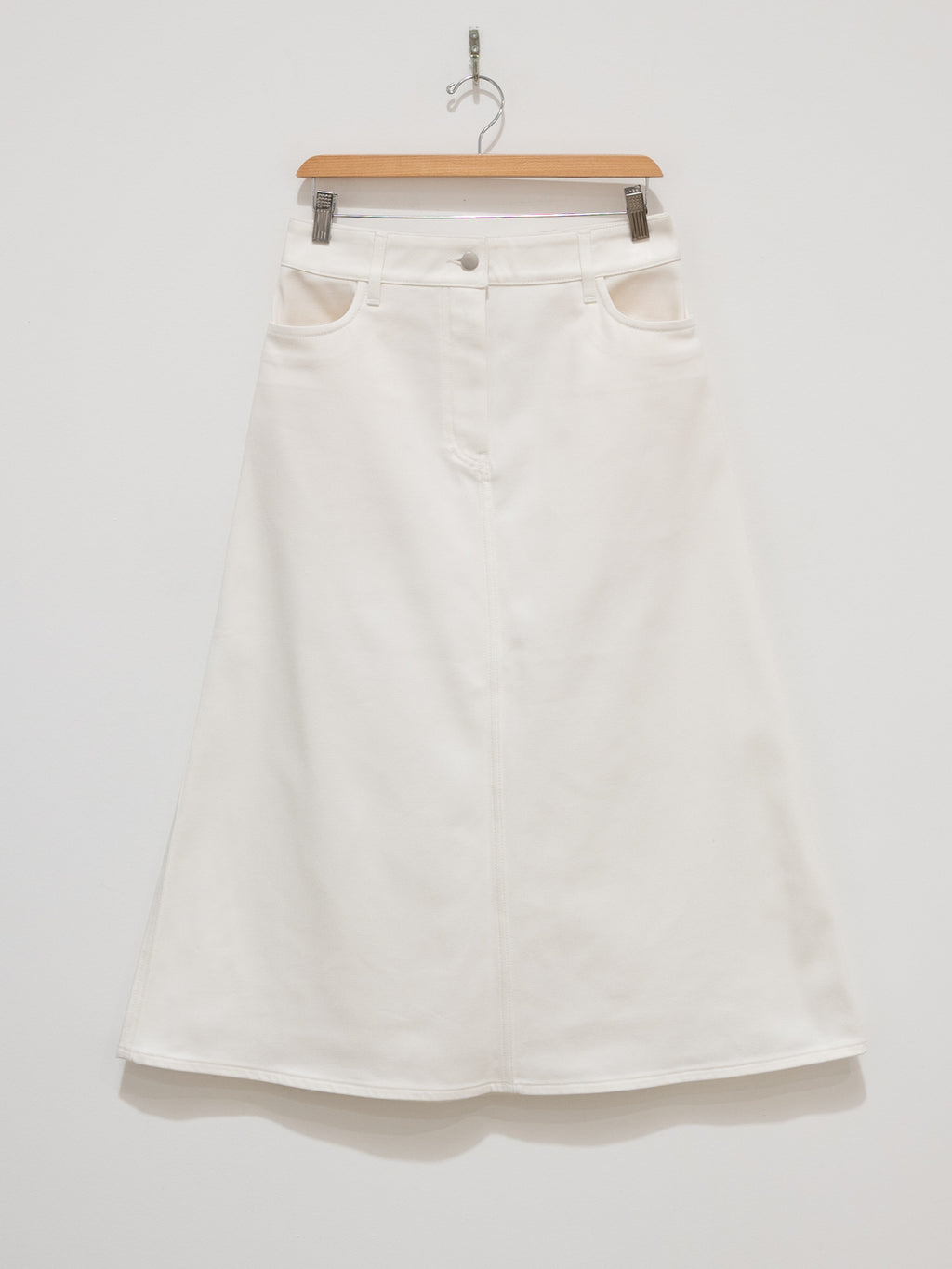 Namu Shop - Studio Nicholson Baringo A-Line Denim Skirt - White