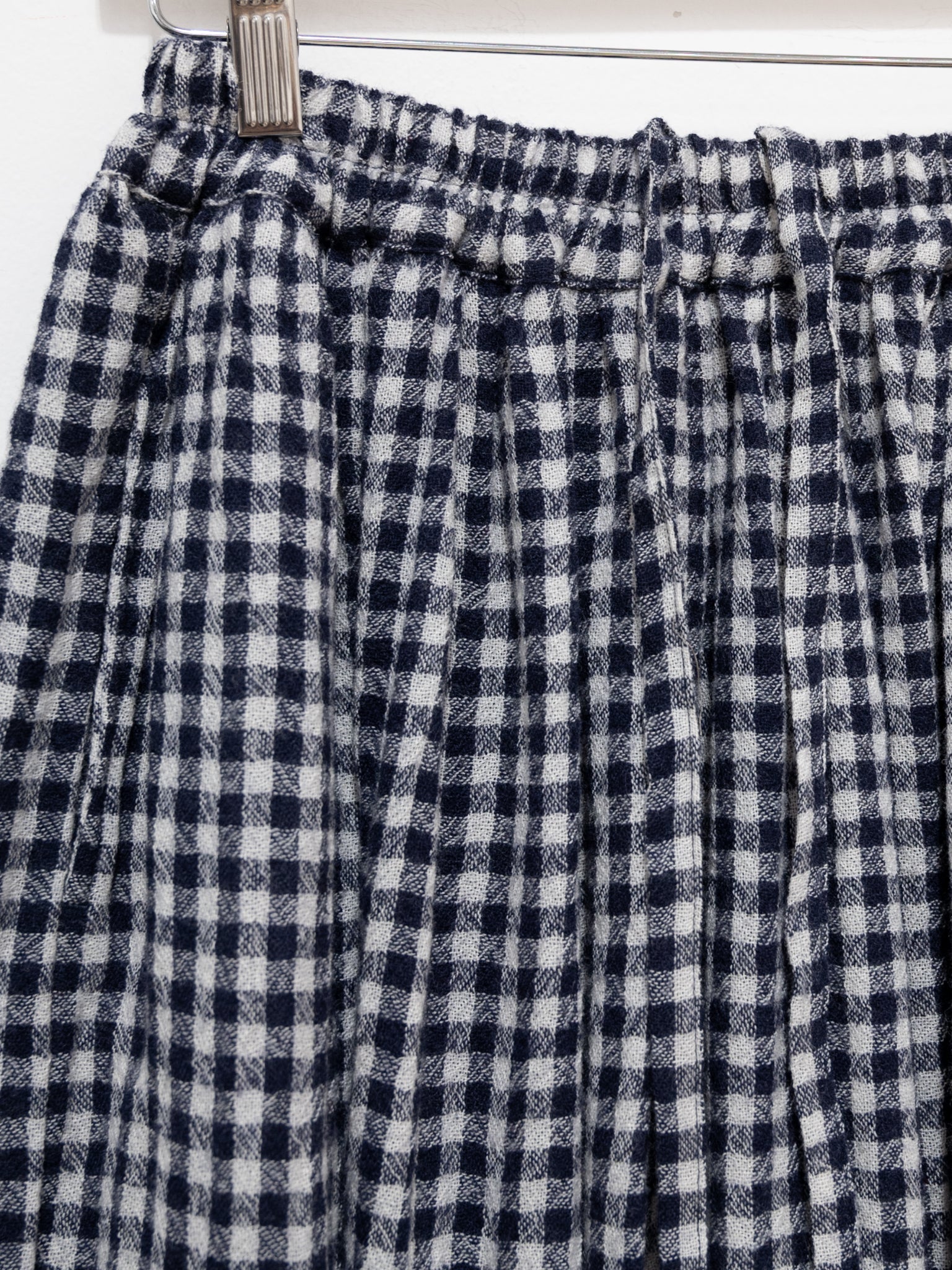 Namu Shop - ICHI Wool Gauze Gingham Skirt - White x Navy