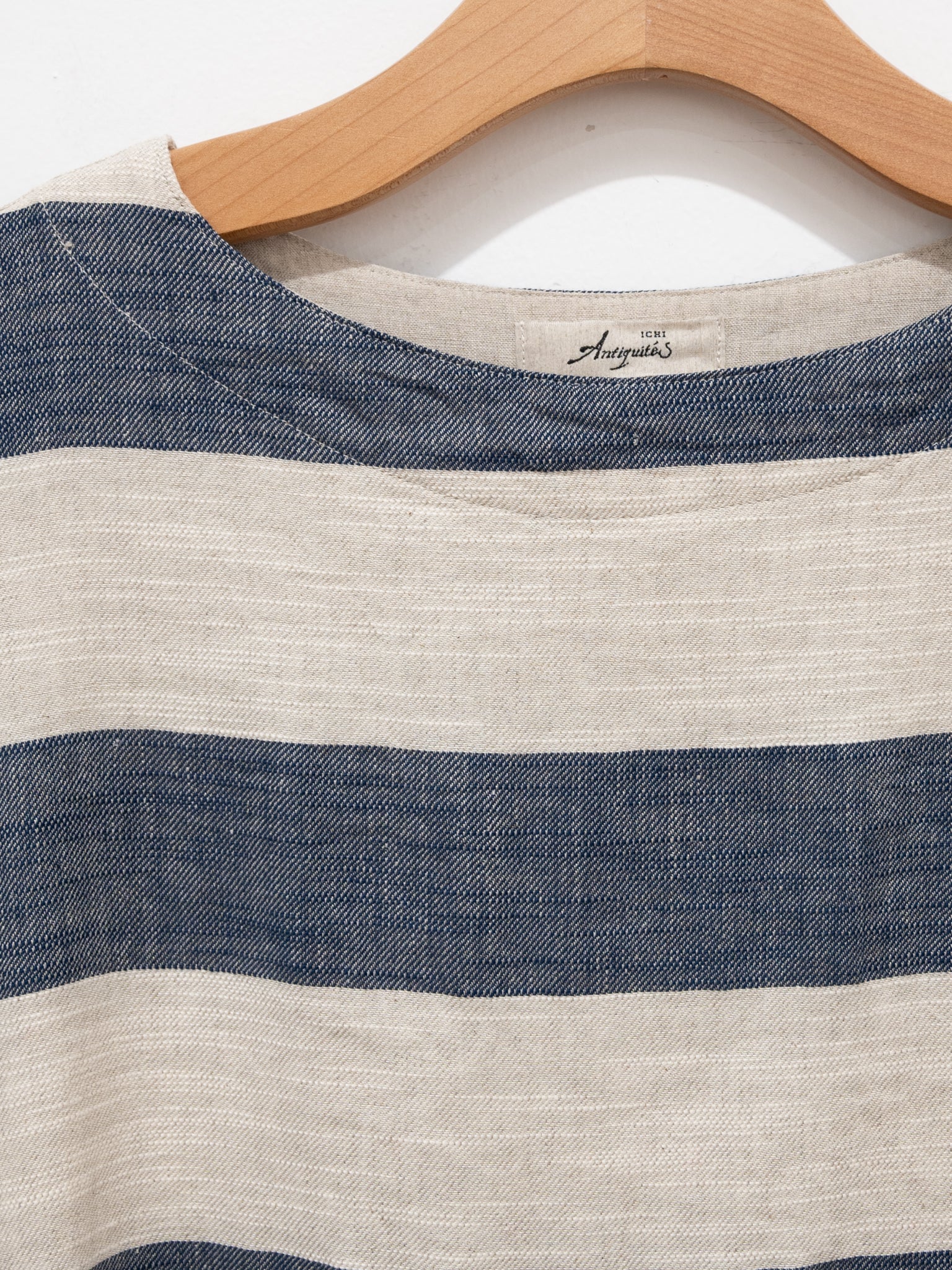 Namu Shop - Ichi Antiquites Linen Cotton Slub Stripes Dress - Navy