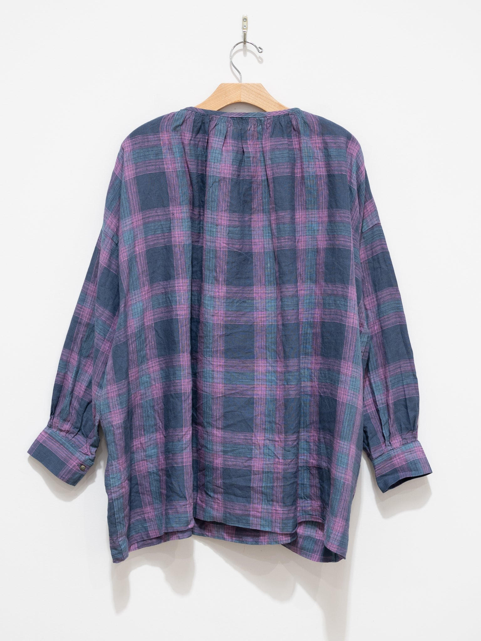 Namu Shop - Ichi Antiquites Linen Check Blouse - Navy