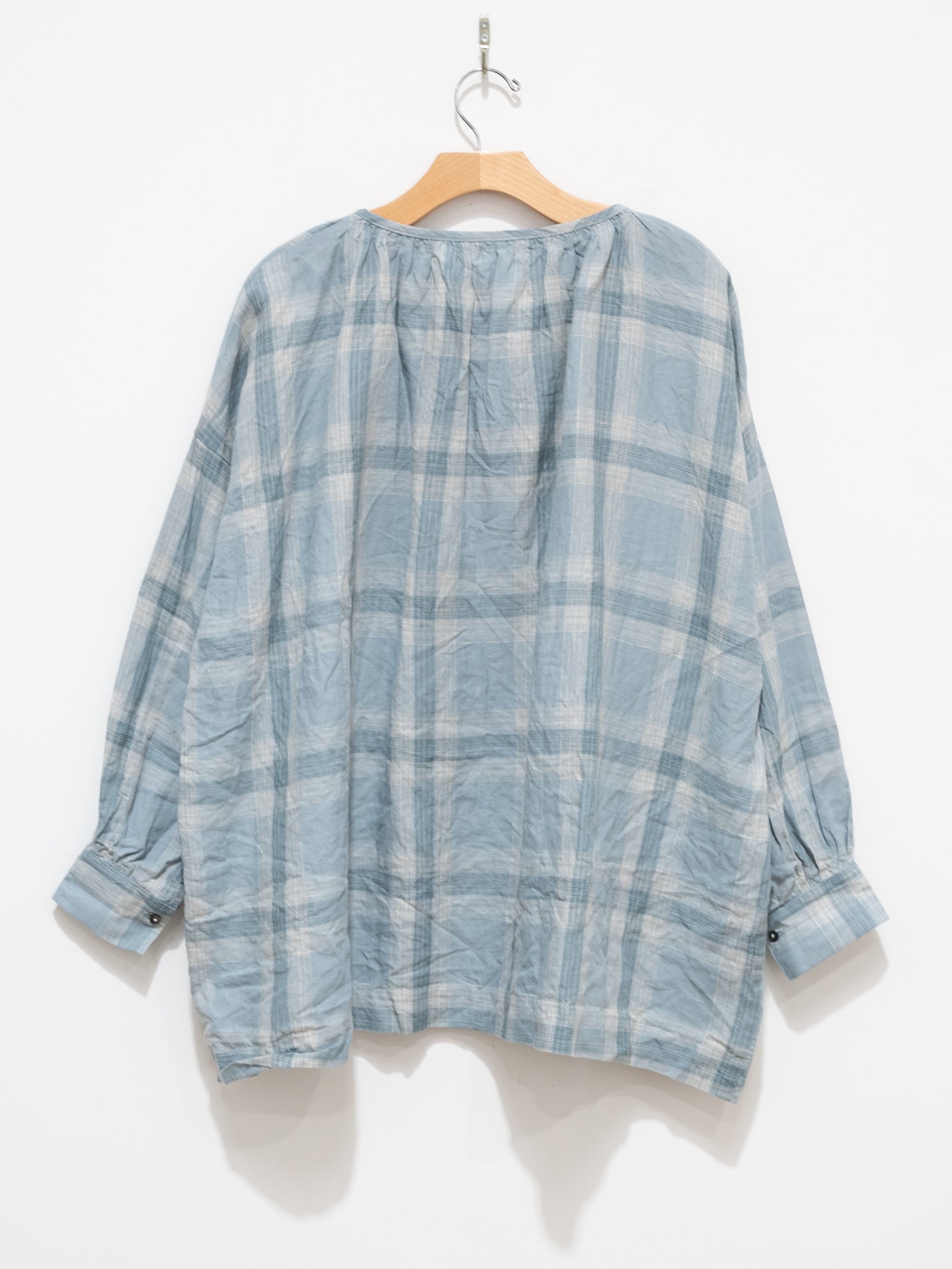 Namu Shop - Ichi Antiquites Linen Check Blouse - Sax Blue