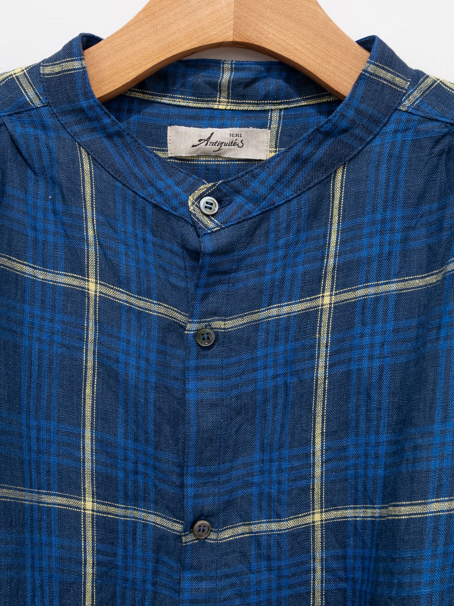 Namu Shop - Ichi Antiquites Linen Check Shirt - Blue
