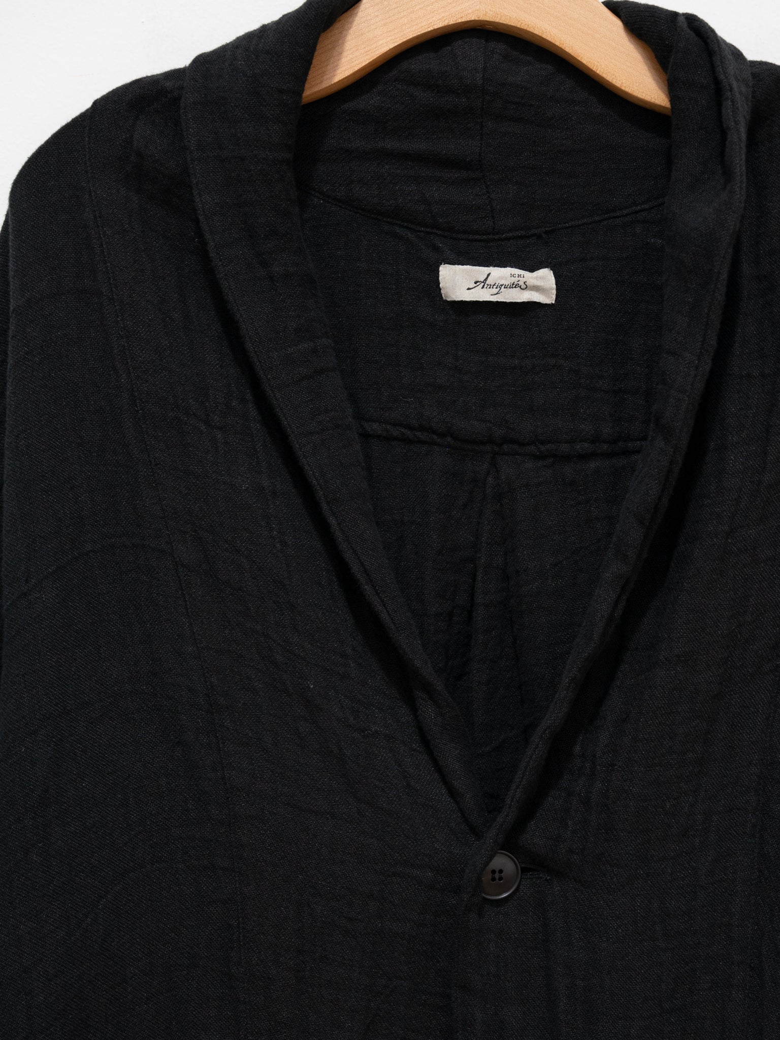 Namu Shop - Ichi Antiquites Linen Dobby AZUMADAKI Robe - Black