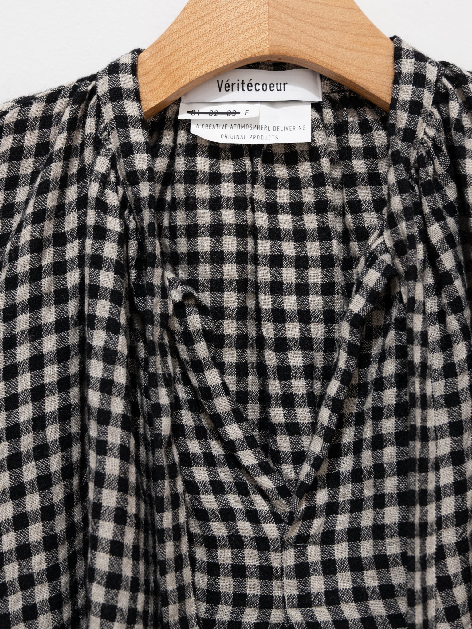 Namu Shop - Veritecoeur L/W Check Blouse - Cream x Black