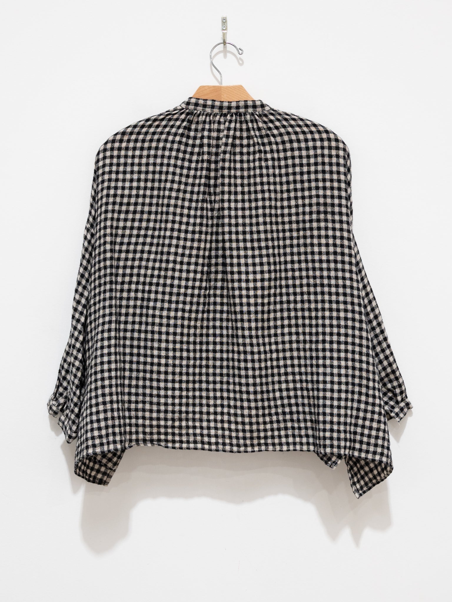 Namu Shop - Veritecoeur L/W Check Blouse - Cream x Black