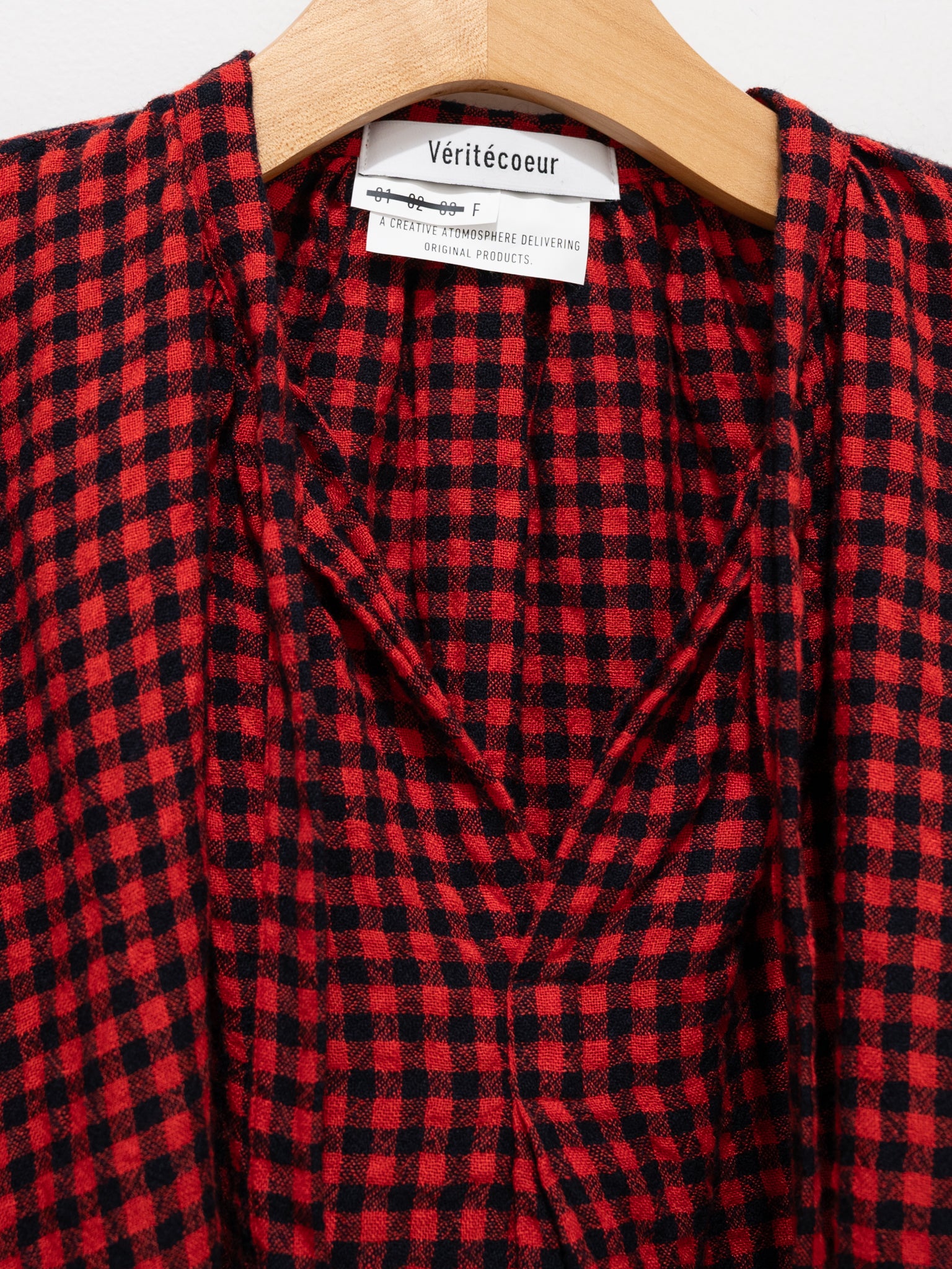 Namu Shop - Veritecoeur L/W Check Blouse - Red x Navy