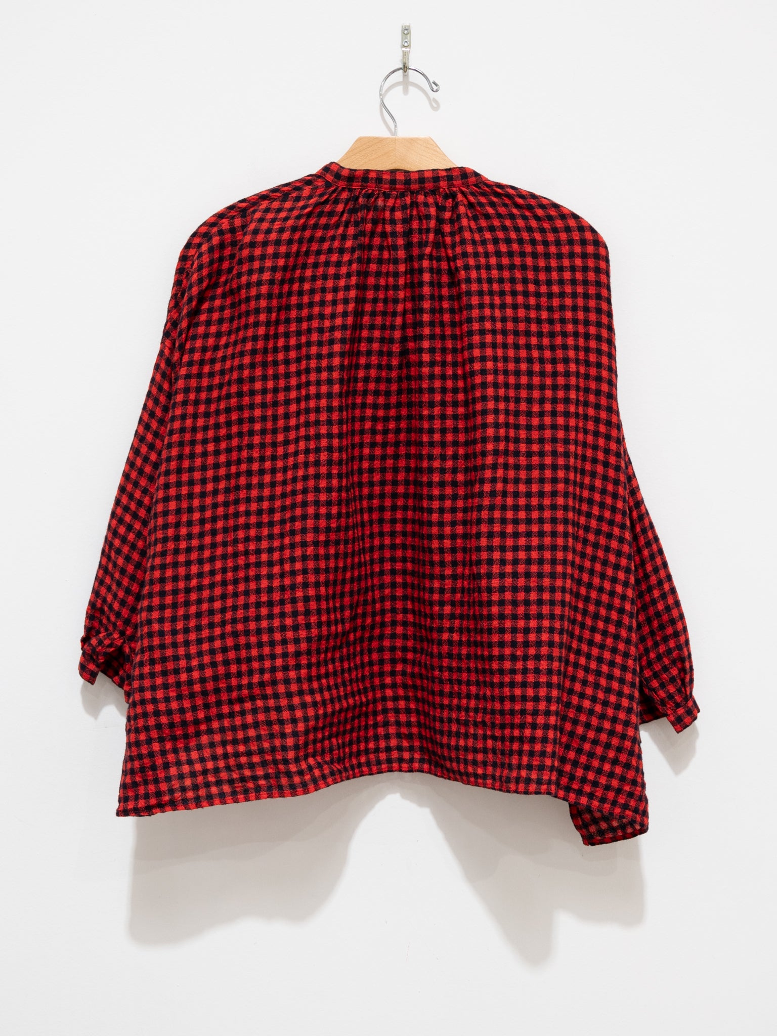 Namu Shop - Veritecoeur L/W Check Blouse - Red x Navy