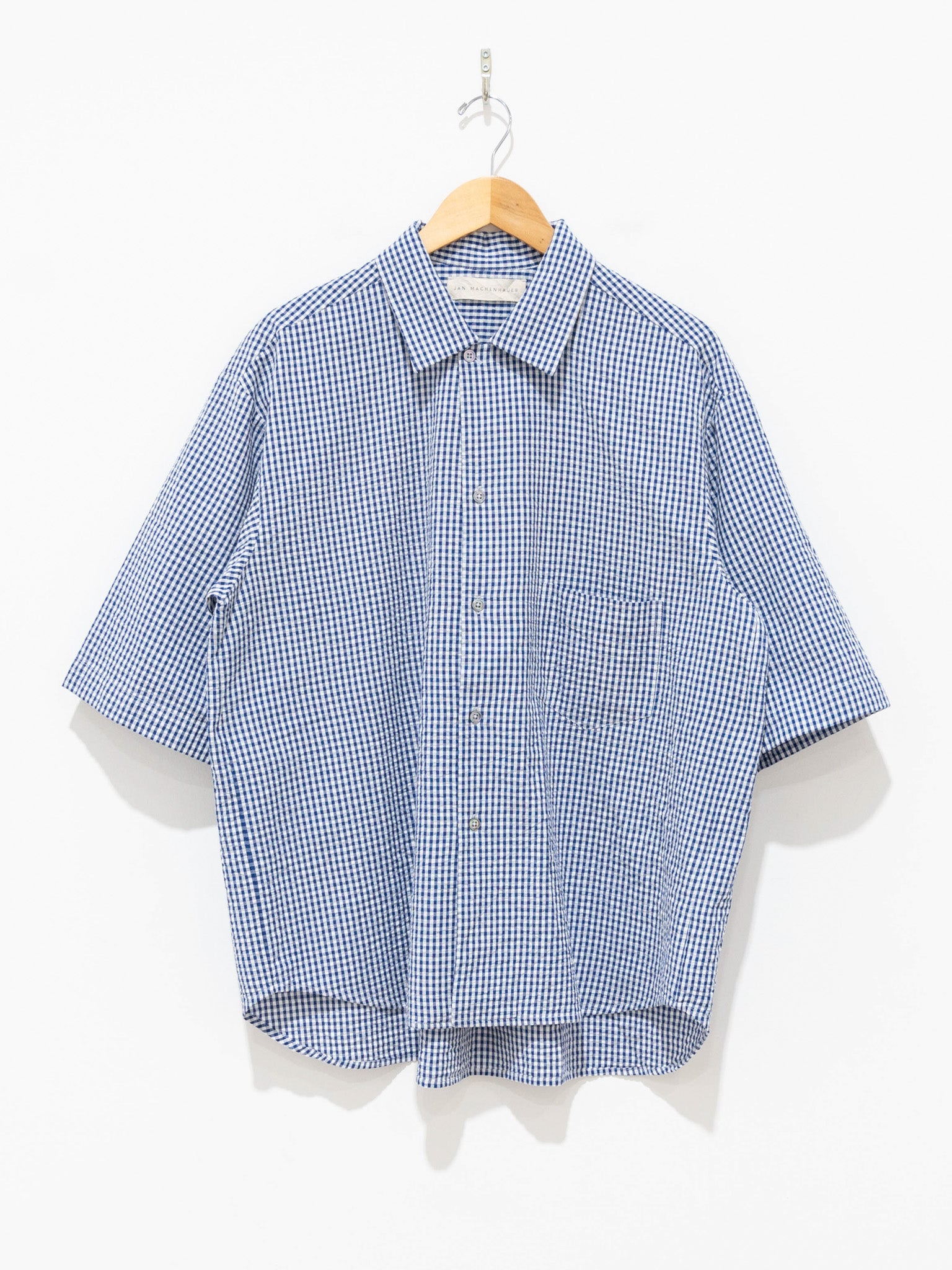Namu Shop - Jan Machenhauer Fred Shirt - Blue Gingham Cotton Seersucker
