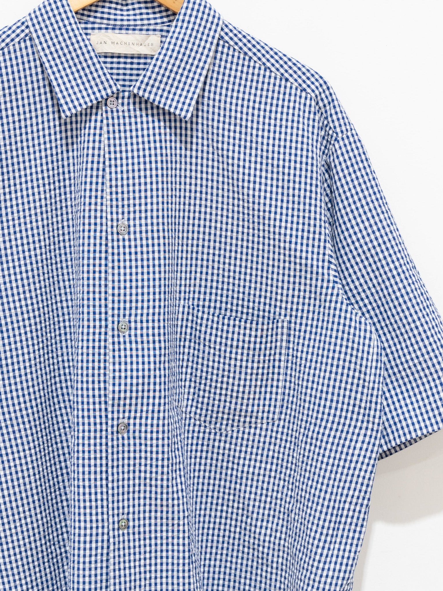 Namu Shop - Jan Machenhauer Fred Shirt - Blue Gingham Cotton Seersucker
