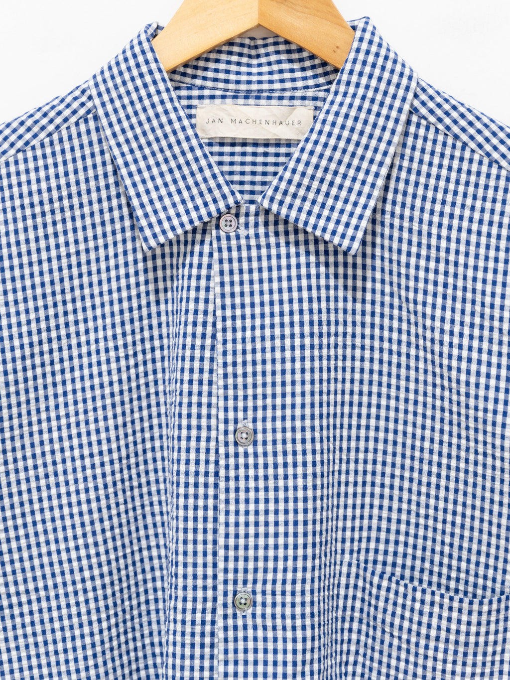 Namu Shop - Jan Machenhauer Fred Shirt - Blue Gingham Cotton Seersucker