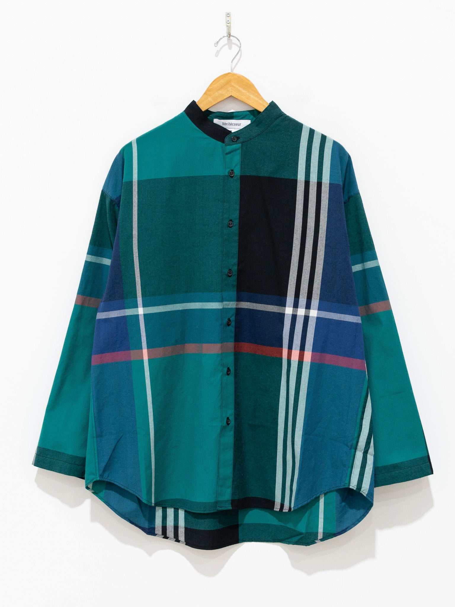 Namu Shop - Veritecoeur Stand Collar Shirt - Fukamidori Check