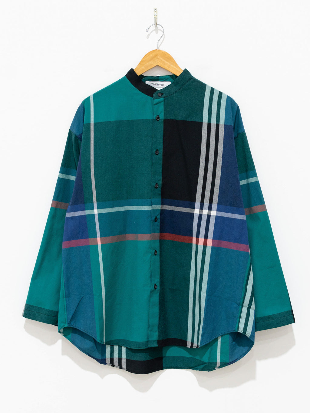 Namu Shop - Veritecoeur Stand Collar Shirt - Fukamidori Check
