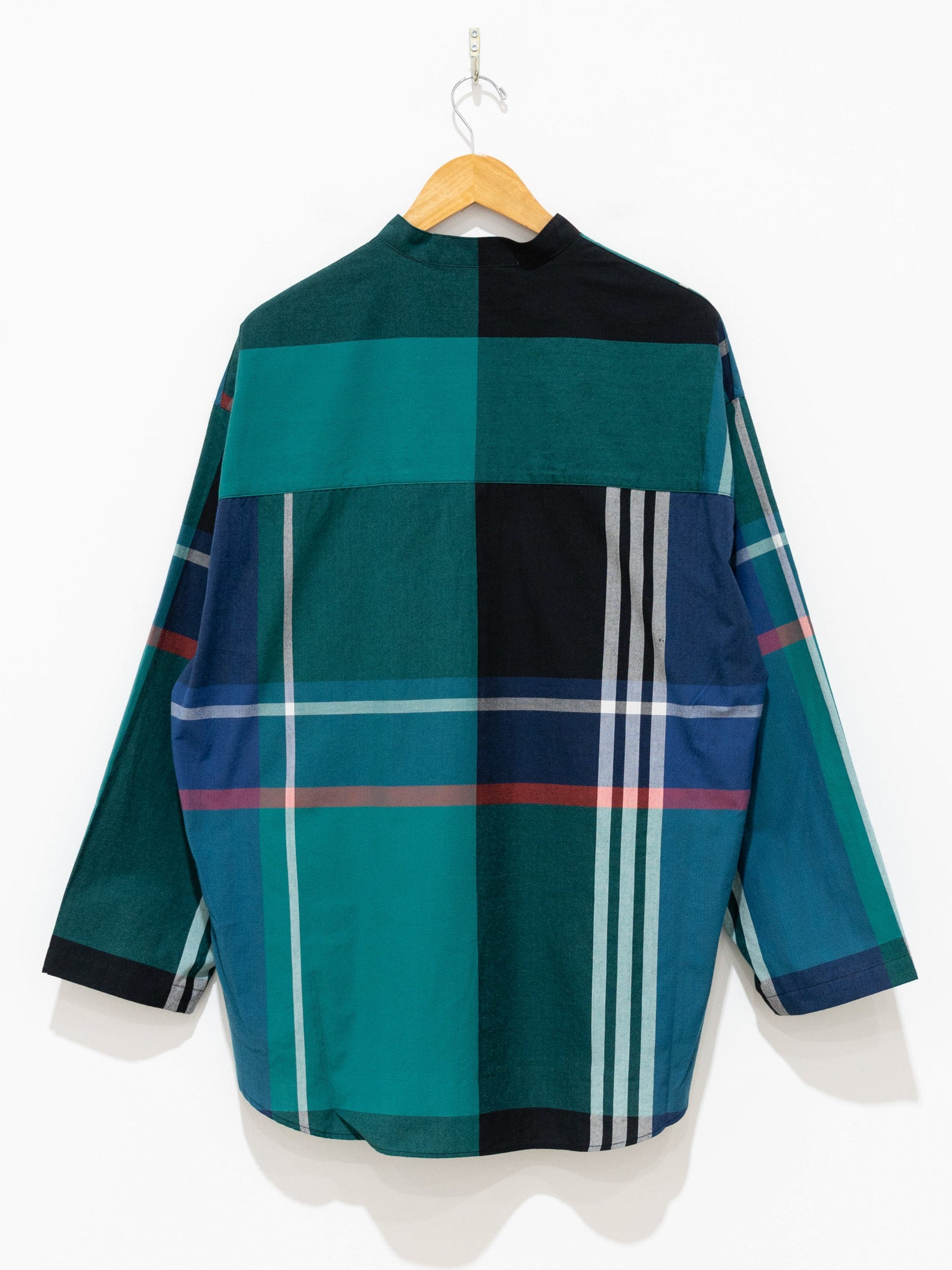 Namu Shop - Veritecoeur Stand Collar Shirt - Fukamidori Check