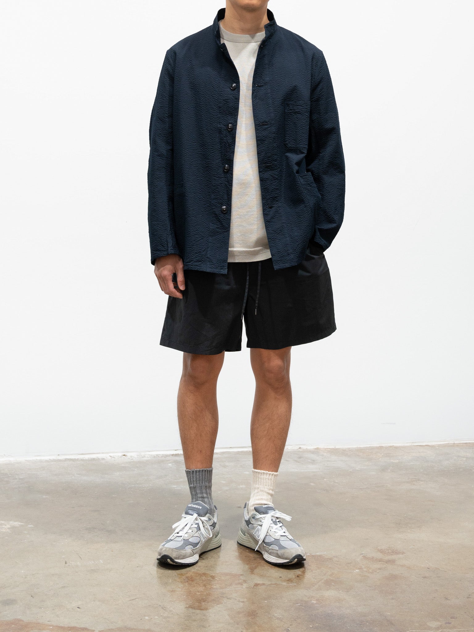 Namu Shop - Kaptain Sunshine Standcollar Jacket - Navy Stripe