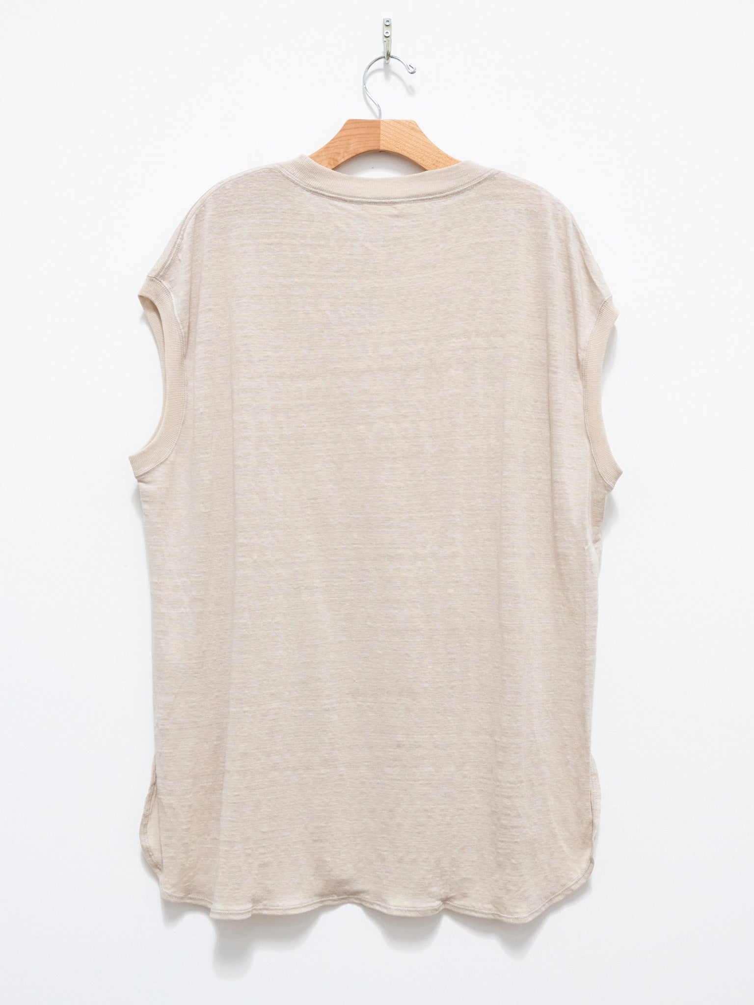 Namu Shop - Unfil French Linen Jersey Round Hem Sleeveless Tee - Flax Beige