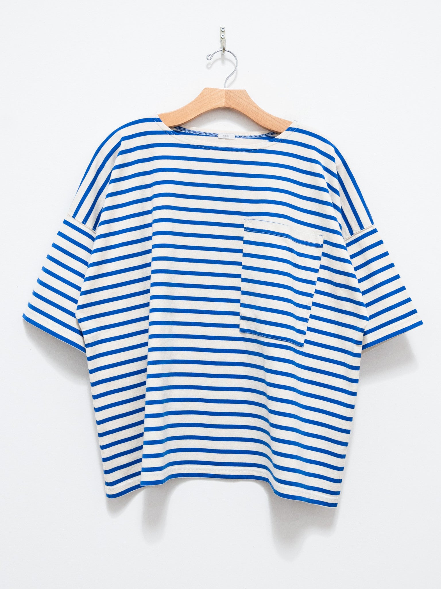 Namu Shop - ICHI Border Pocket Pullover - Natural x Blue